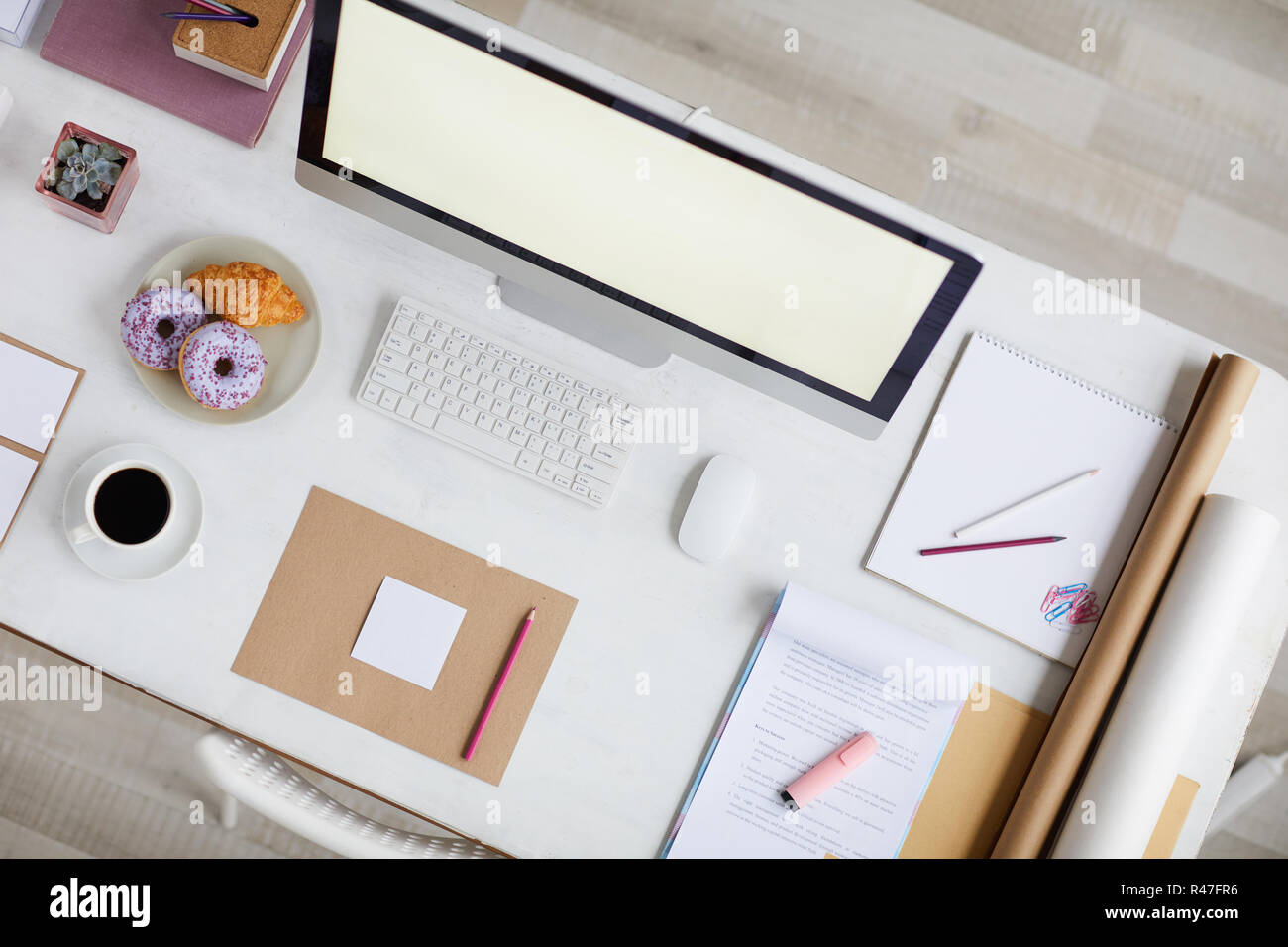 Desk with supplies Stock Photo Alamy