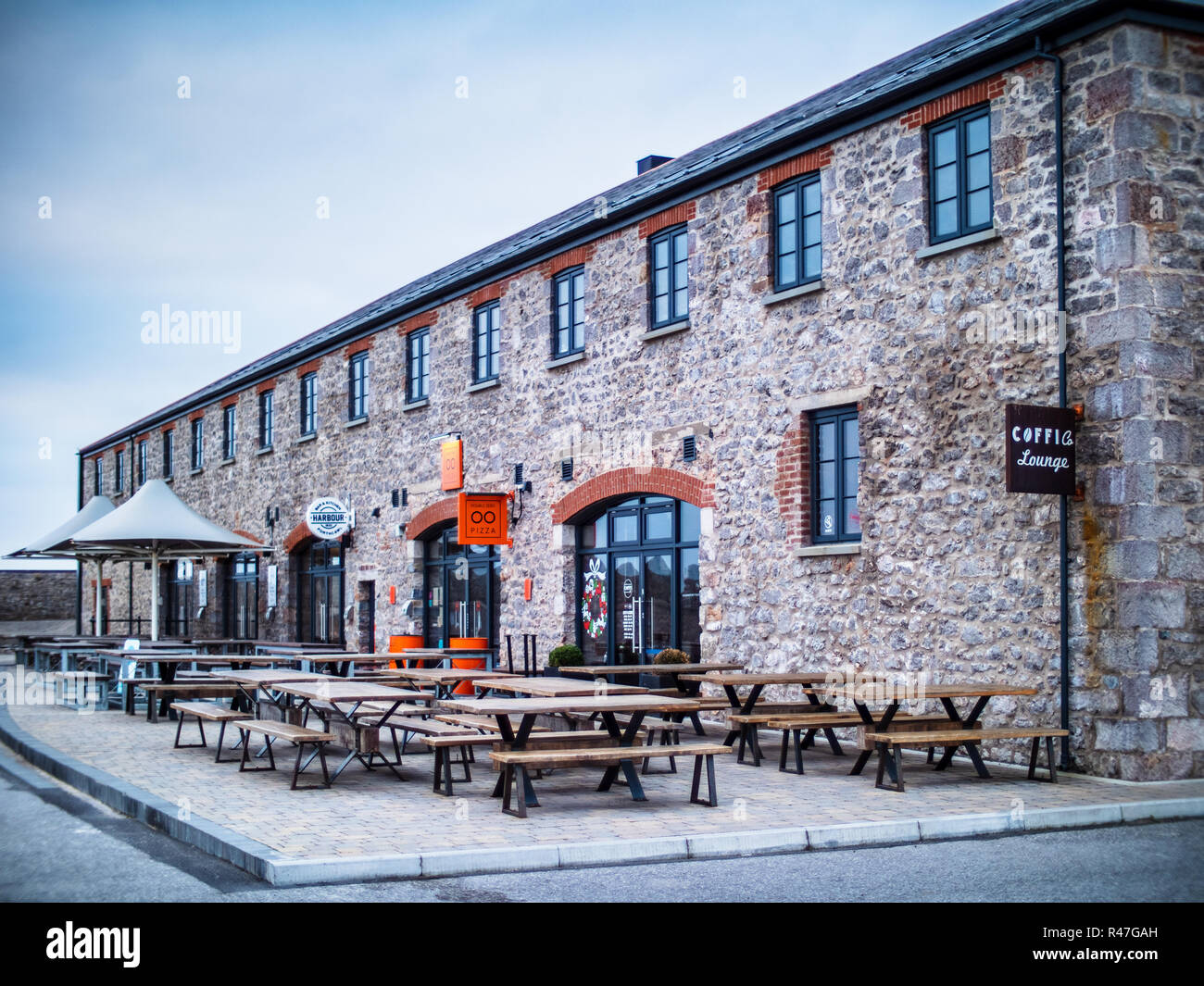 The Jennings Building development Porthcawl. The Jennings Building, built in 1832, is a grade II listed warehouse building, redeveloped 2017. Stock Photo