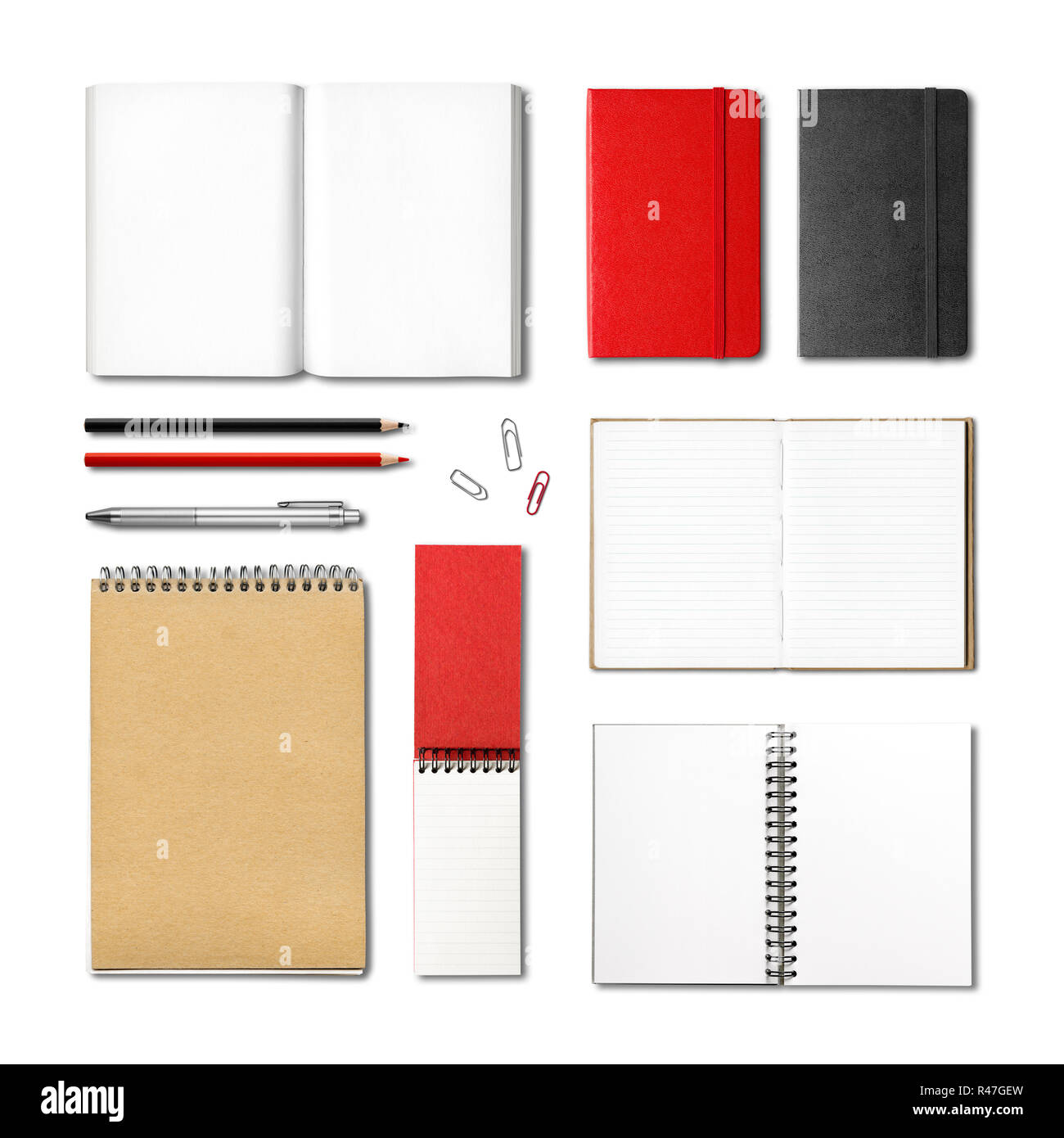 stationery books and notebooks mockup template Stock Photo Alamy