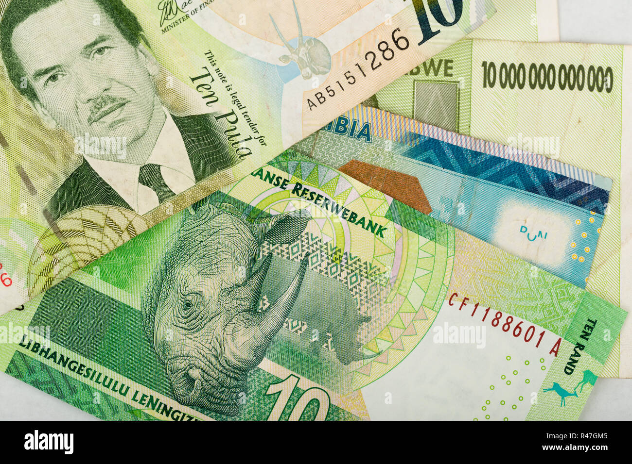 South african countries banknotes Stock Photo Alamy
