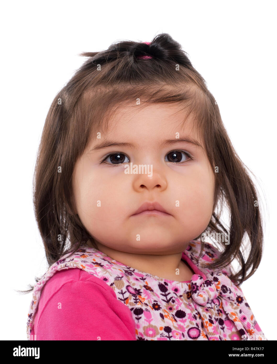toddler with almond eyes in portrait Stock Photo