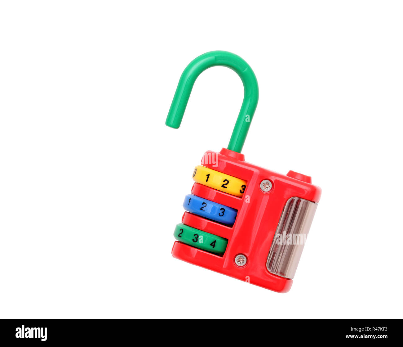 colorful toy padlock isolated on white background Stock Photo Alamy