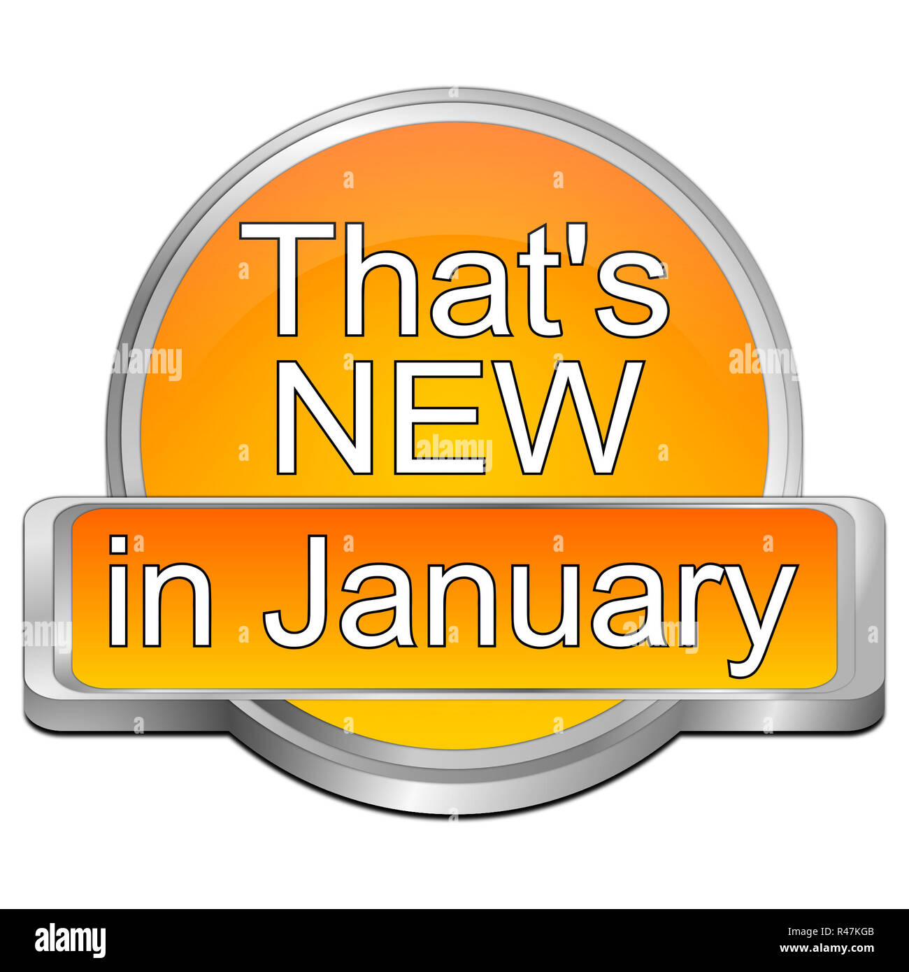 That's new in January Button Stock Photo - Alamy