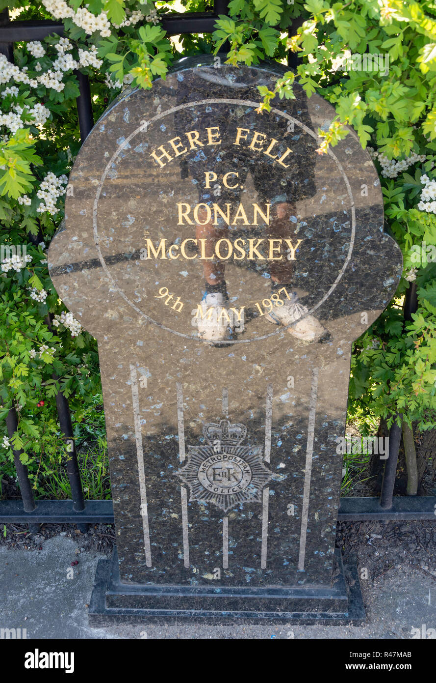 PC Ronan McCloskey memorial, Dudden Hill Lane, Neasden, London Borough of Brent, Greater London, England, United Kingdom Stock Photo