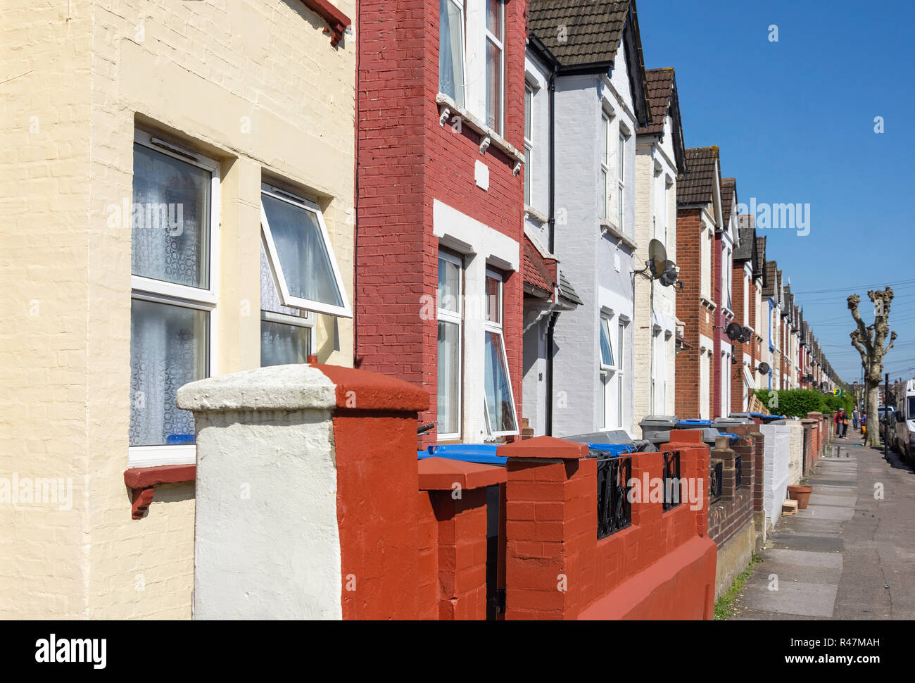 Terraced houses, Deacon Road, Dollis Hill, Willesden, London Borough of Brent, Greater London, England, United Kingdom Stock Photo