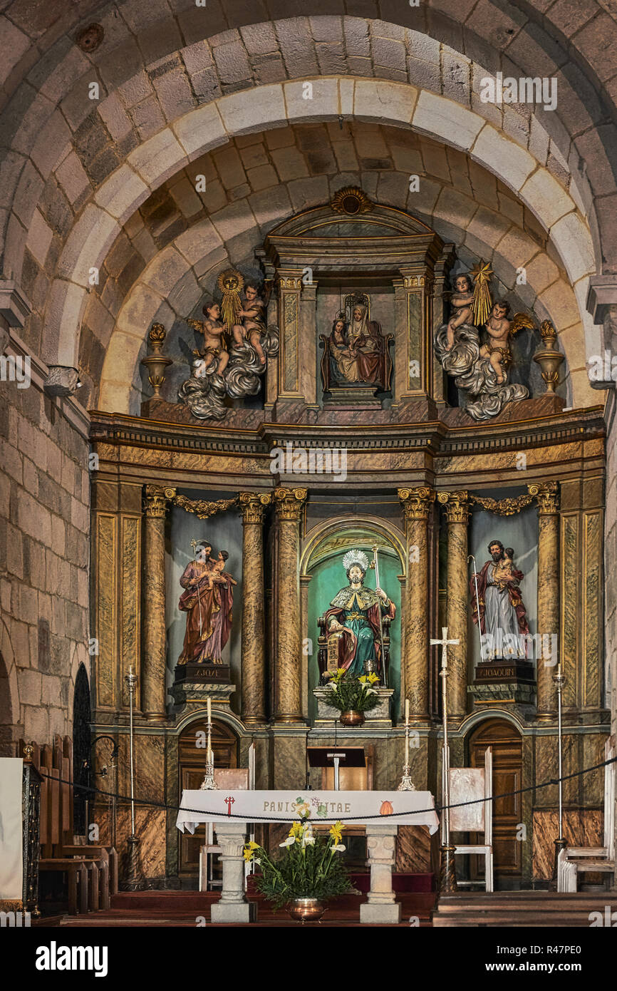 Santiago church, Christian temple of the old town in the city of La Coruña. Historical artistic monument. Galicia, Spain, Europe Stock Photo