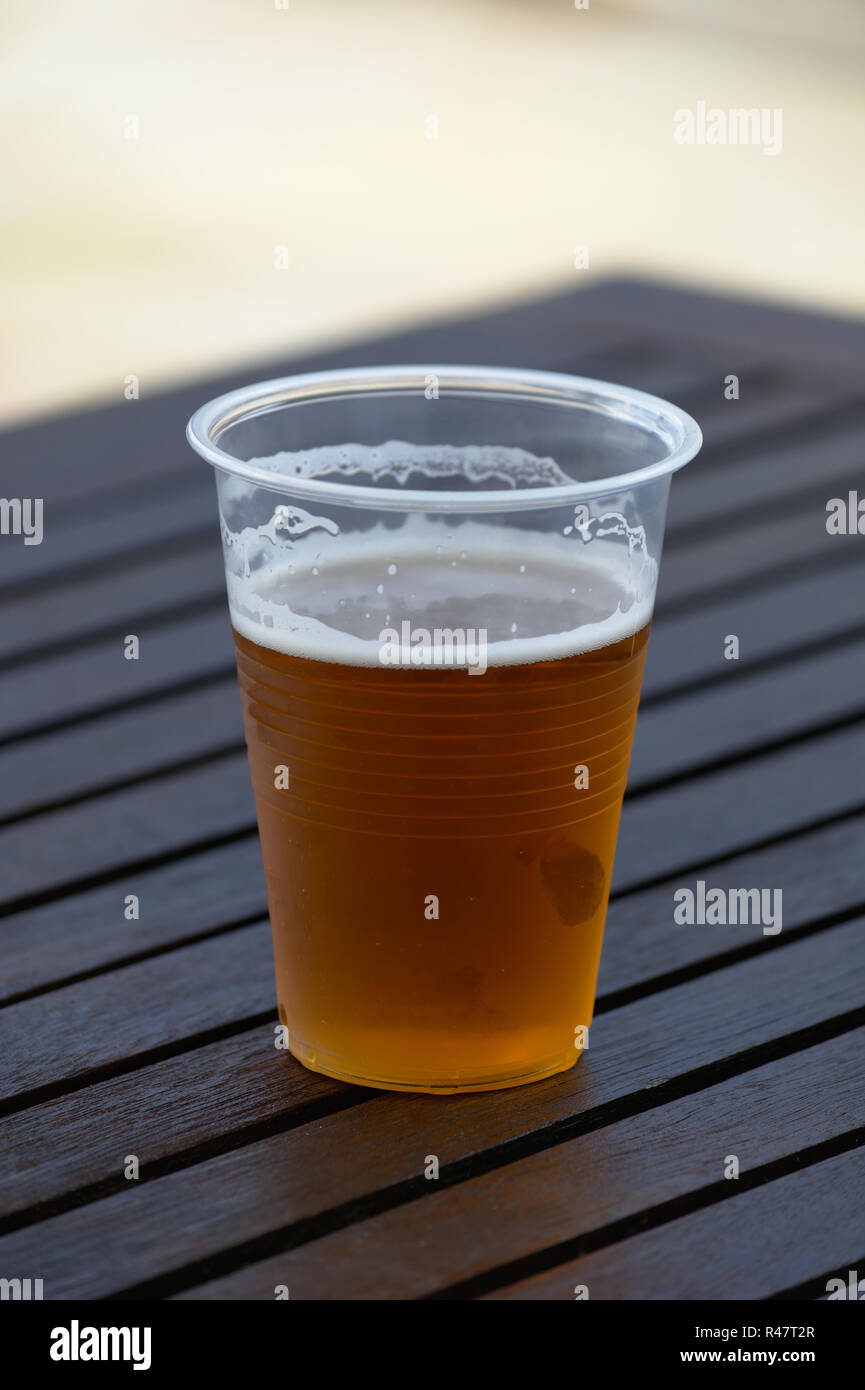 Plastic cup of beer Stock Photo Alamy