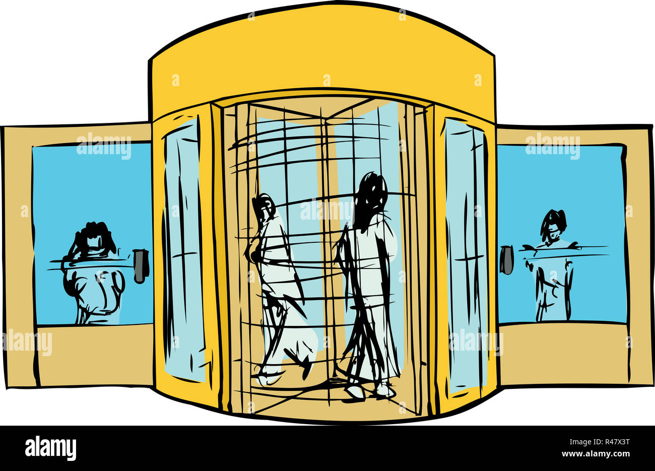 People at Revolving Door Stock Photo Alamy