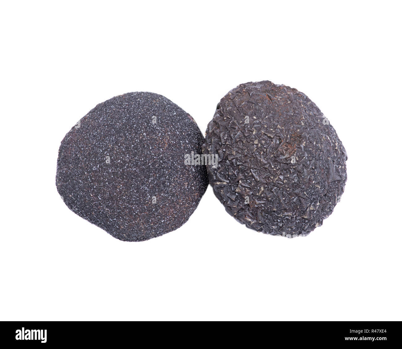 Set of concretion stones from southwest Kansas, USA. Kansas Pop Rocks  isolated on white background. Contains a male (crystallized) and female  (smooth Stock Photo - Alamy