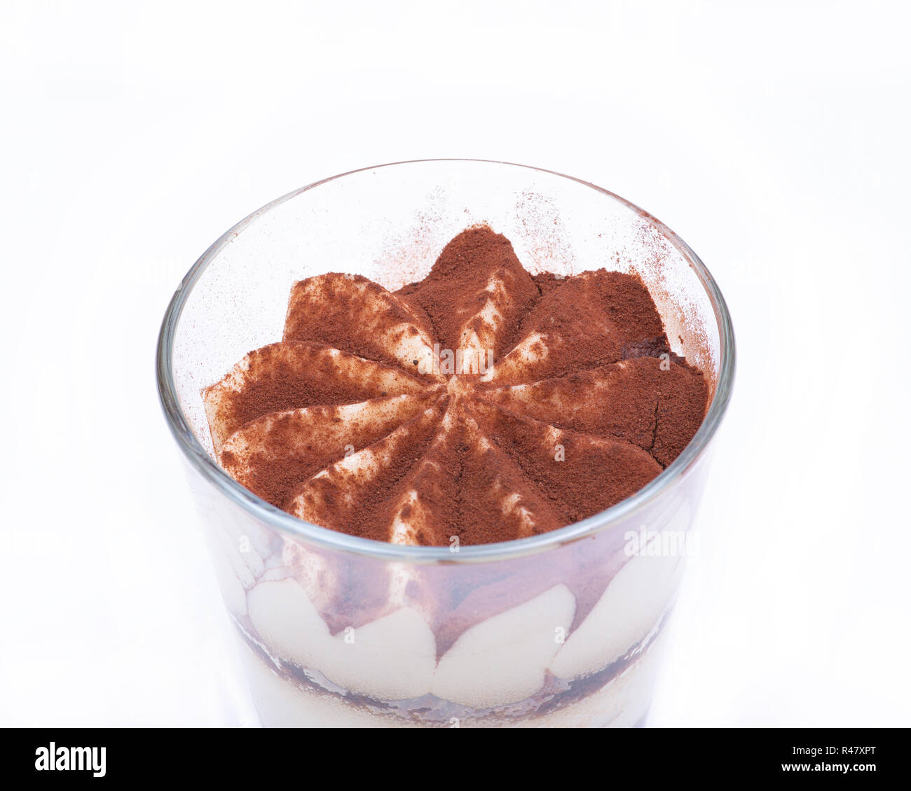 Sweet Italian dessert tiramasu with delicate mascarpone cream from