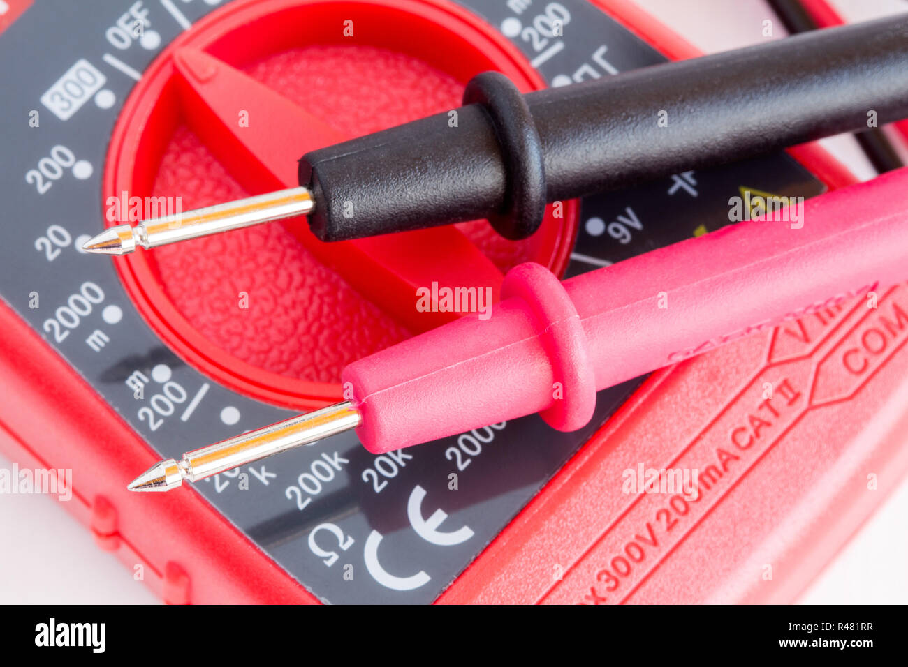 Digital multimeter with two probes Stock Photo Alamy