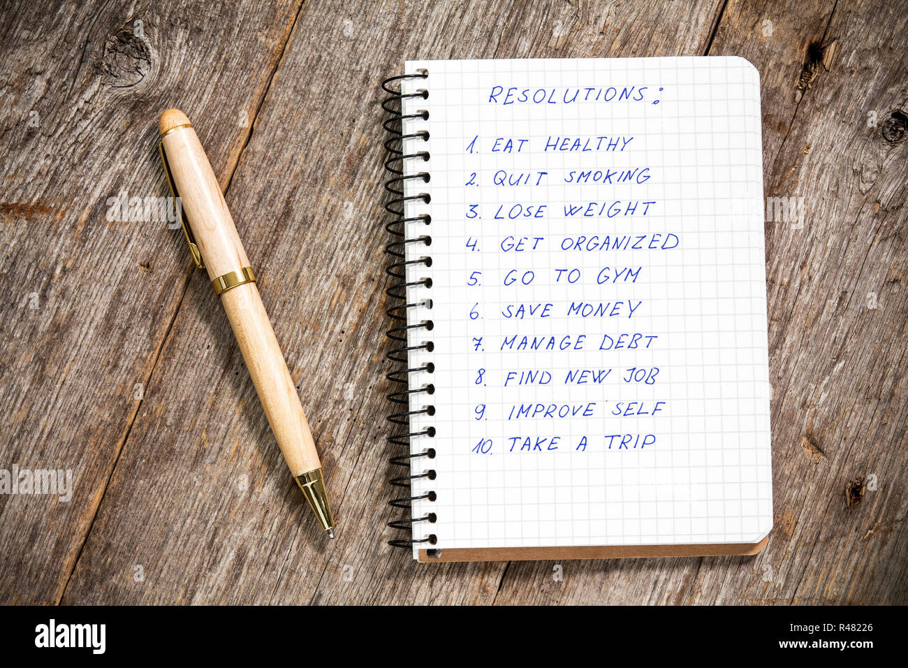 Resolutions listed in the notepad Stock Photo - Alamy