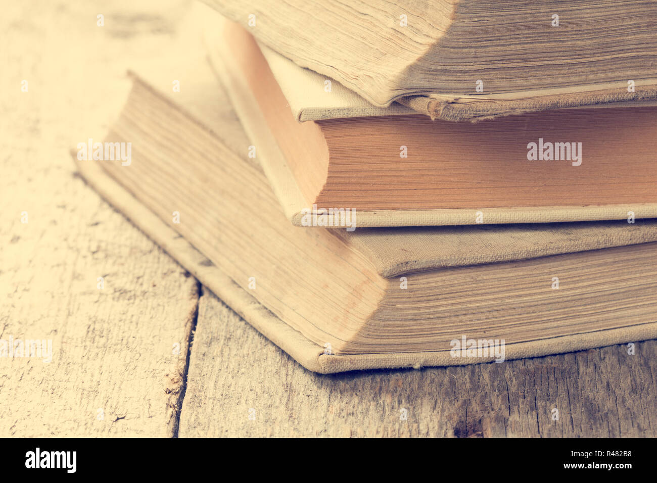 Books in vintage tone color Stock Photo