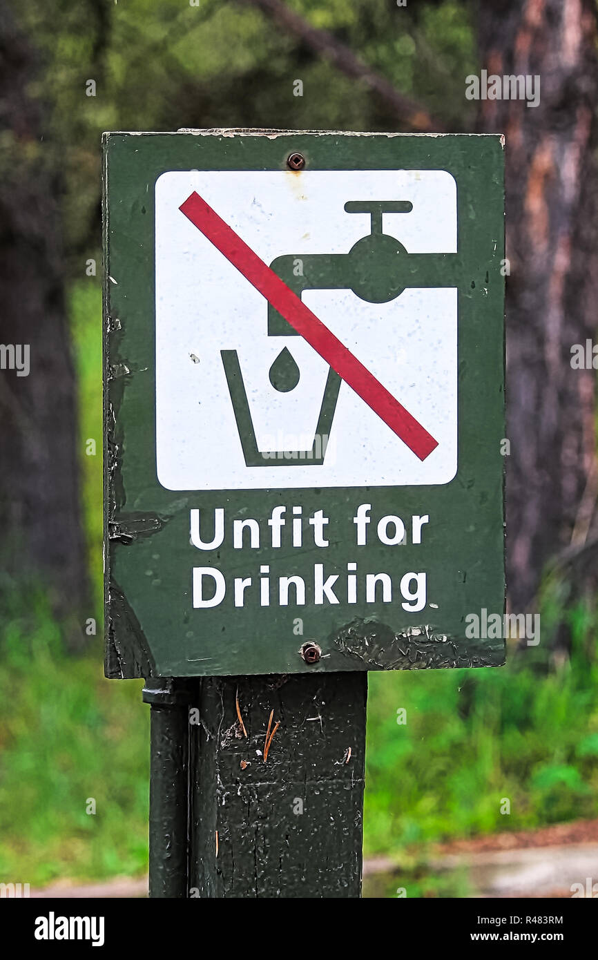 A green unfit for drinking water sign Stock Photo Alamy