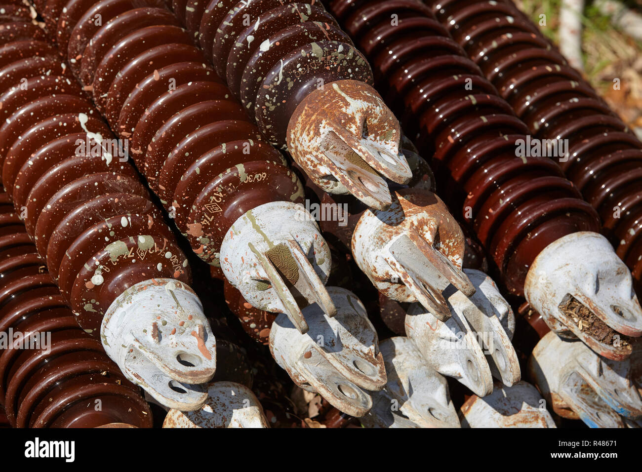 Electricity - Insulators for high-voltage Stock Photo