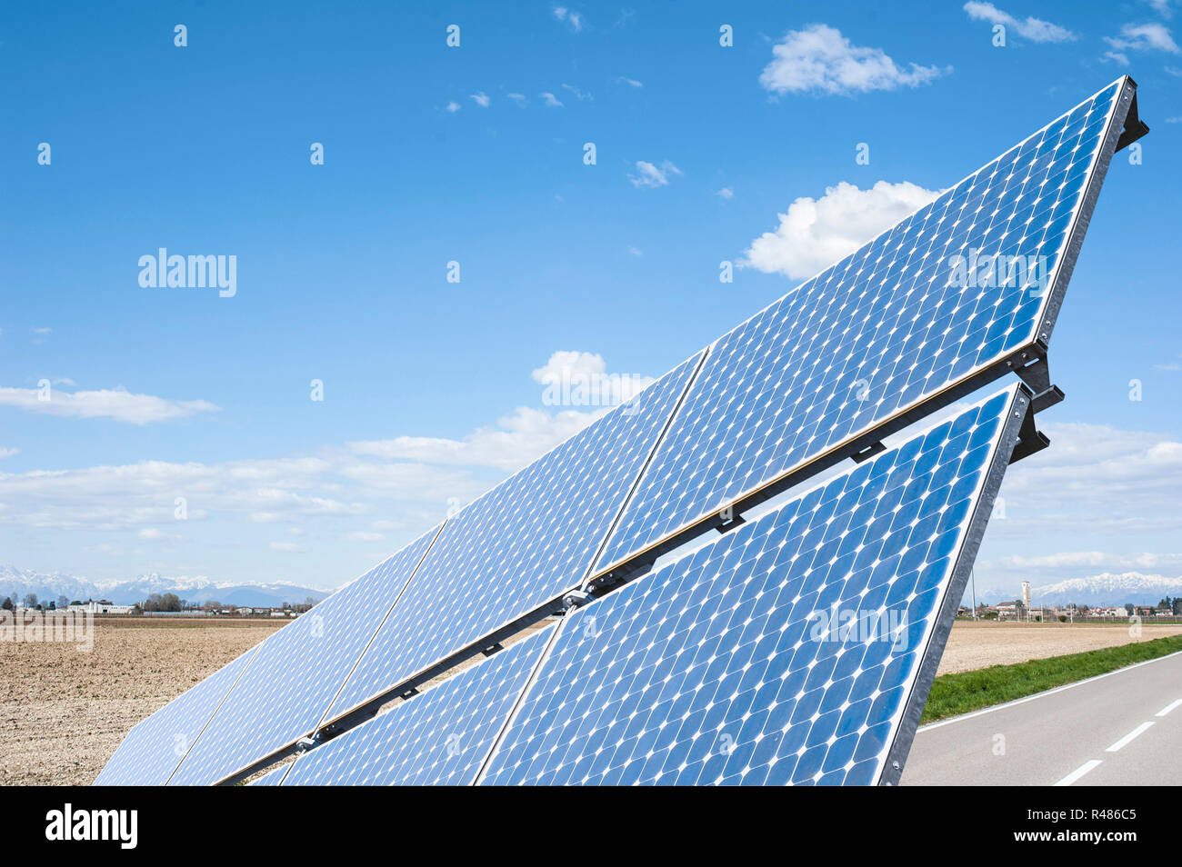 Solar panels to produce green energy Stock Photo - Alamy