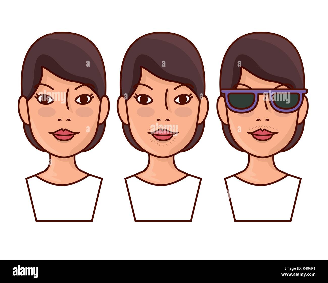 woman faces hair removal before and after vector illustration design