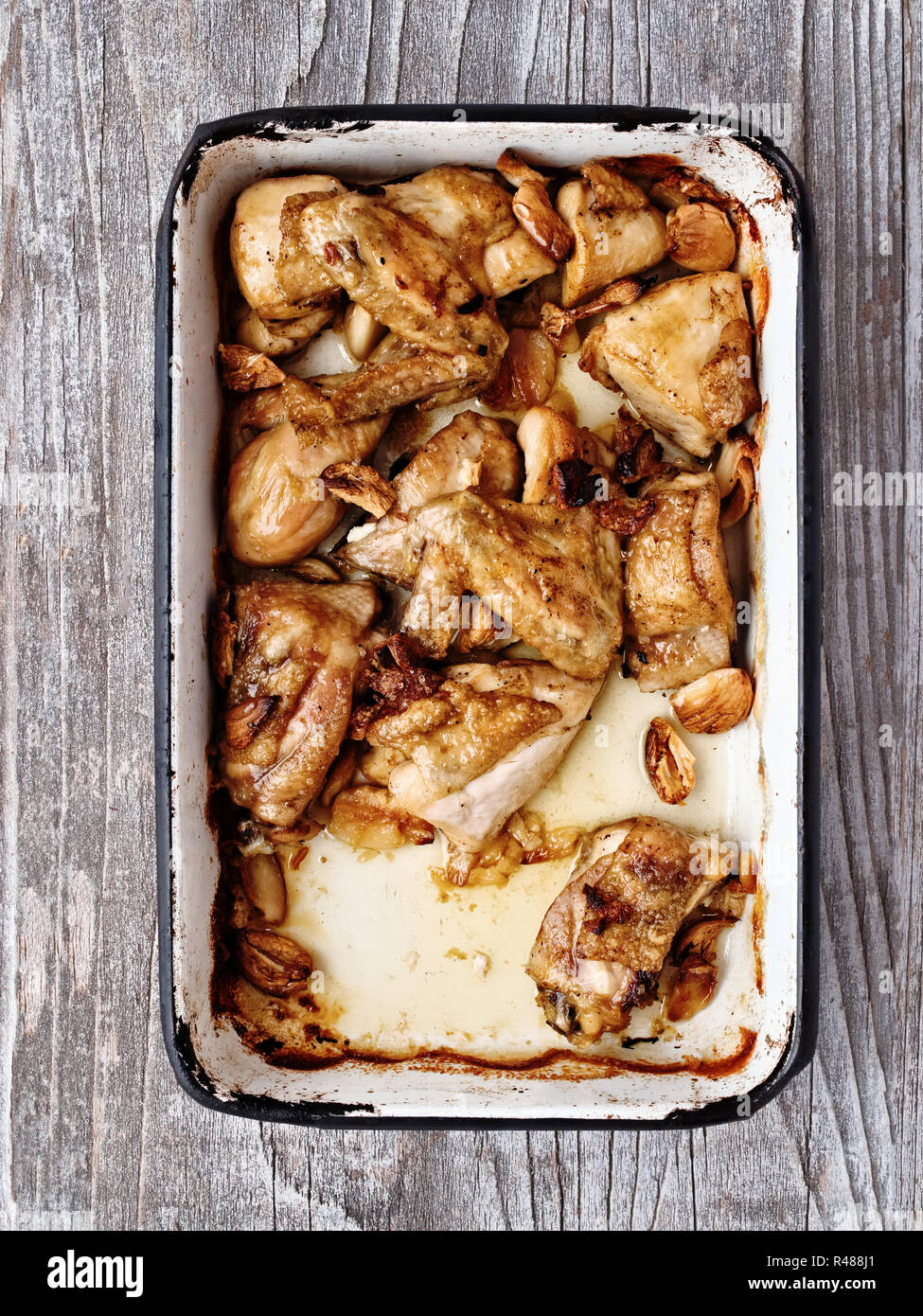 rustic golden roast chicken casserole Stock Photo Alamy