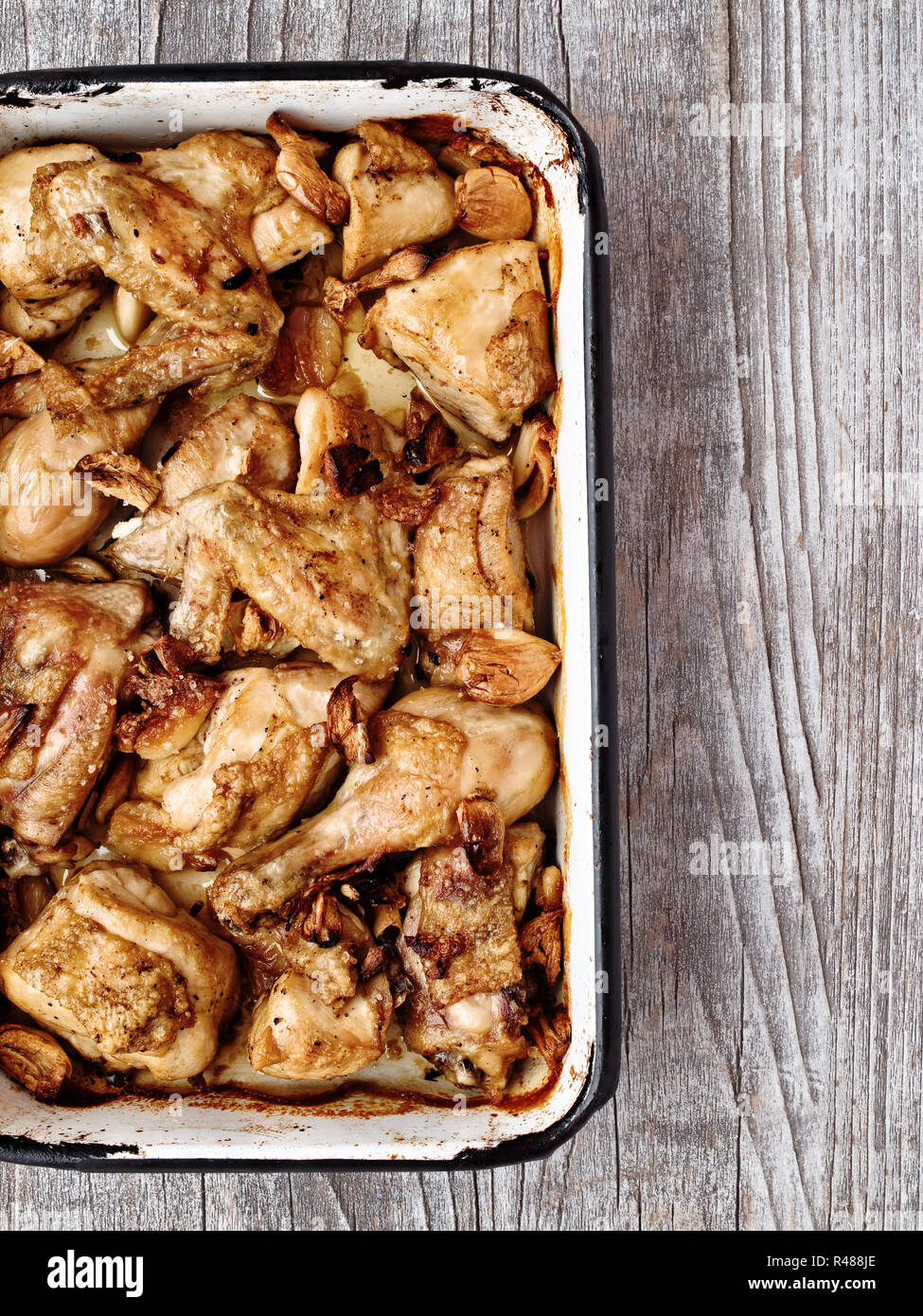 rustic golden roast chicken casserole Stock Photo Alamy