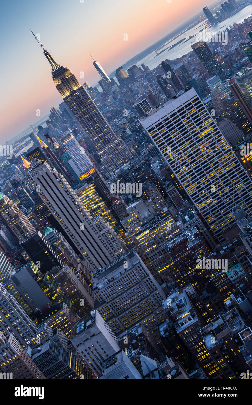 New York City Manhattan downtown skyline Stock Photo - Alamy
