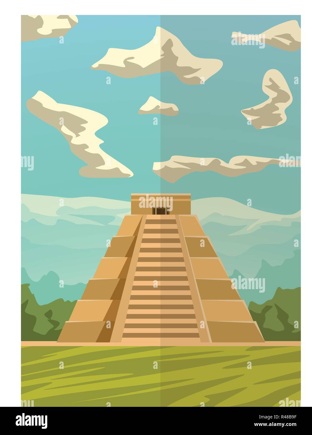 maya piramyd image 01 Stock Vector
