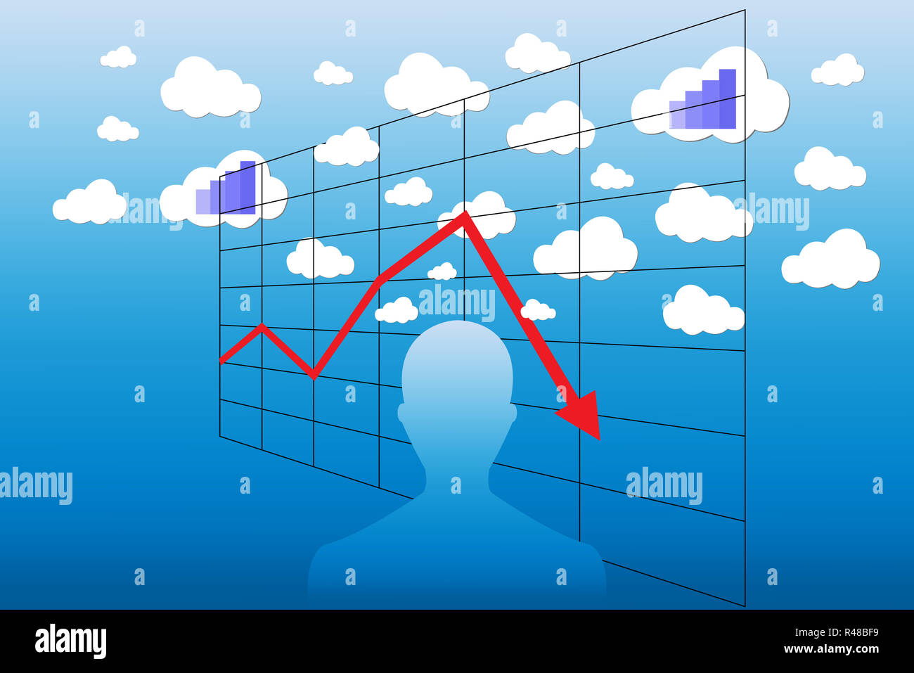 Economy decrease concept with grid Stock Photo - Alamy