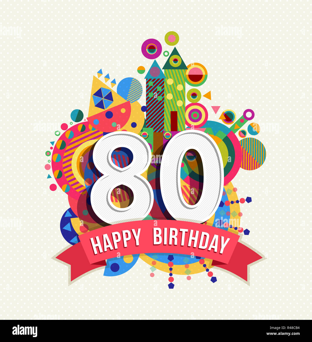 thumbnail image 2 of 80 Years Happy Birthday Golden Label With Ribbons Vector 2 of 14