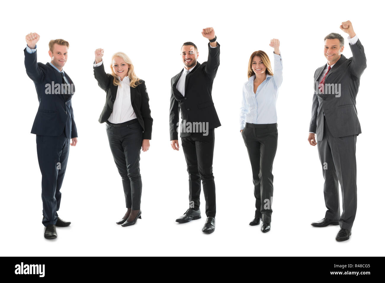 Portrait Of Cheerful Business People Celebrating Success Stock Photo
