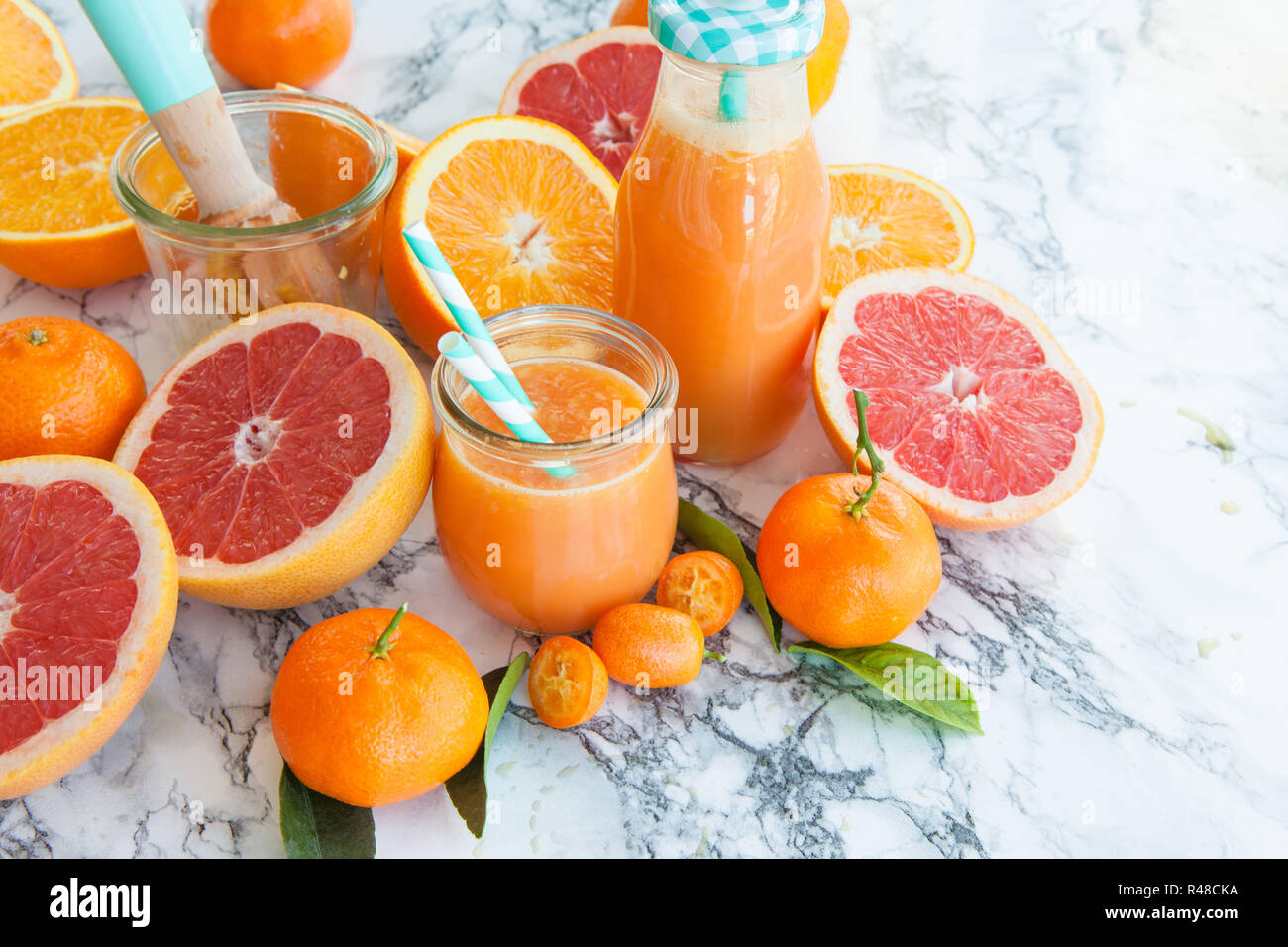 juice with fresh citrus fruits Stock Photo Alamy