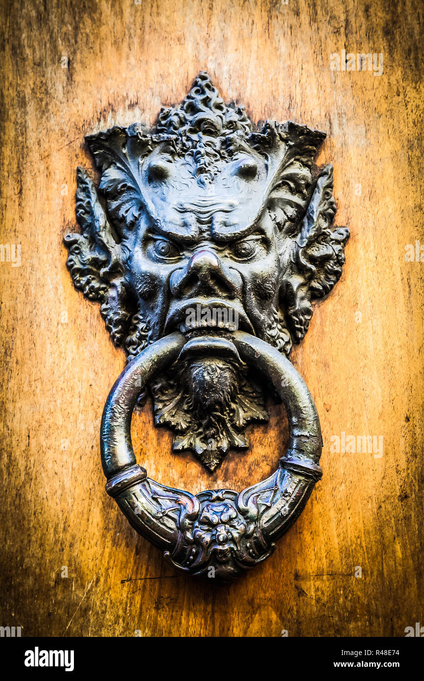 Devil Head Door Knocker Stock Photo