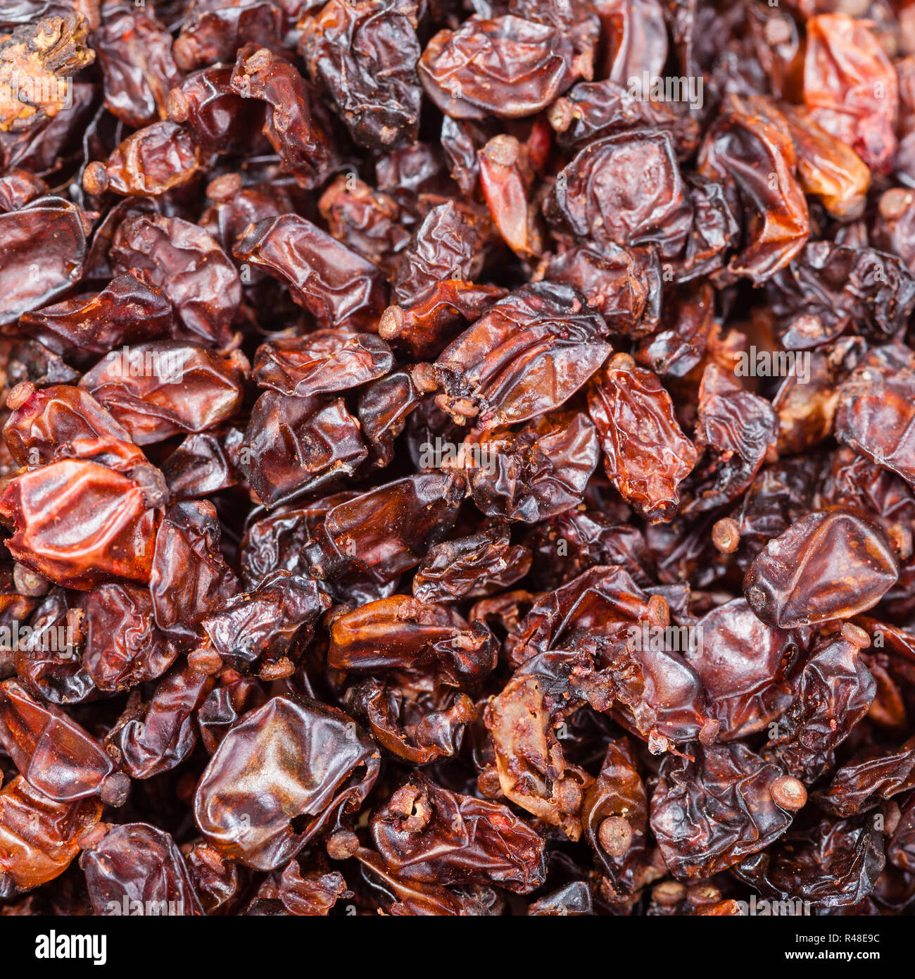many dried red berberis fruits Stock Photo