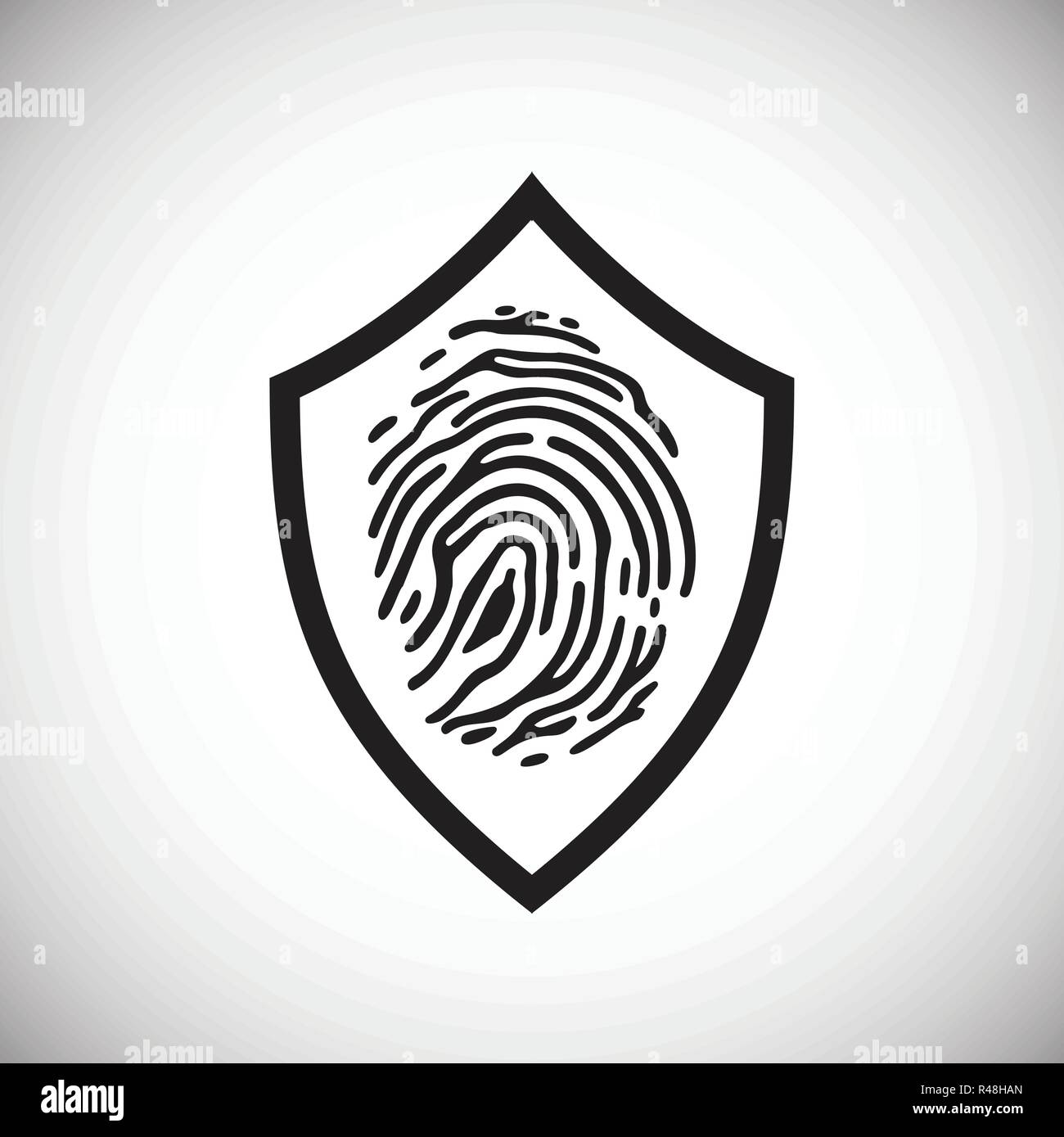 Finger print security on shield on white background for graphic and web design, Modern simple vector sign. Internet concept. Trendy symbol for website design web button or mobile app. Stock Vector
