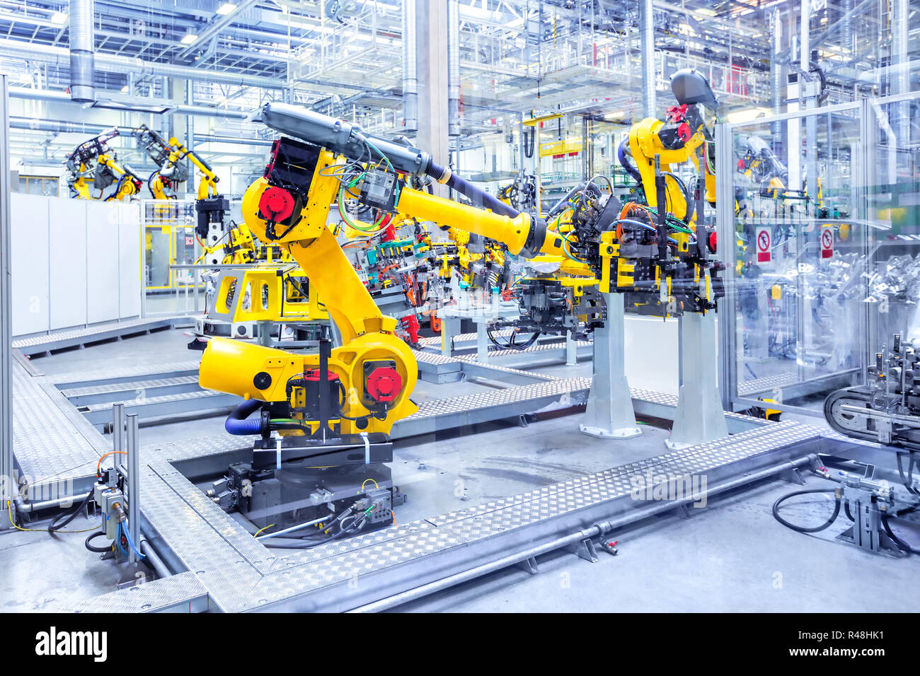 robots in a car plant Stock Photo