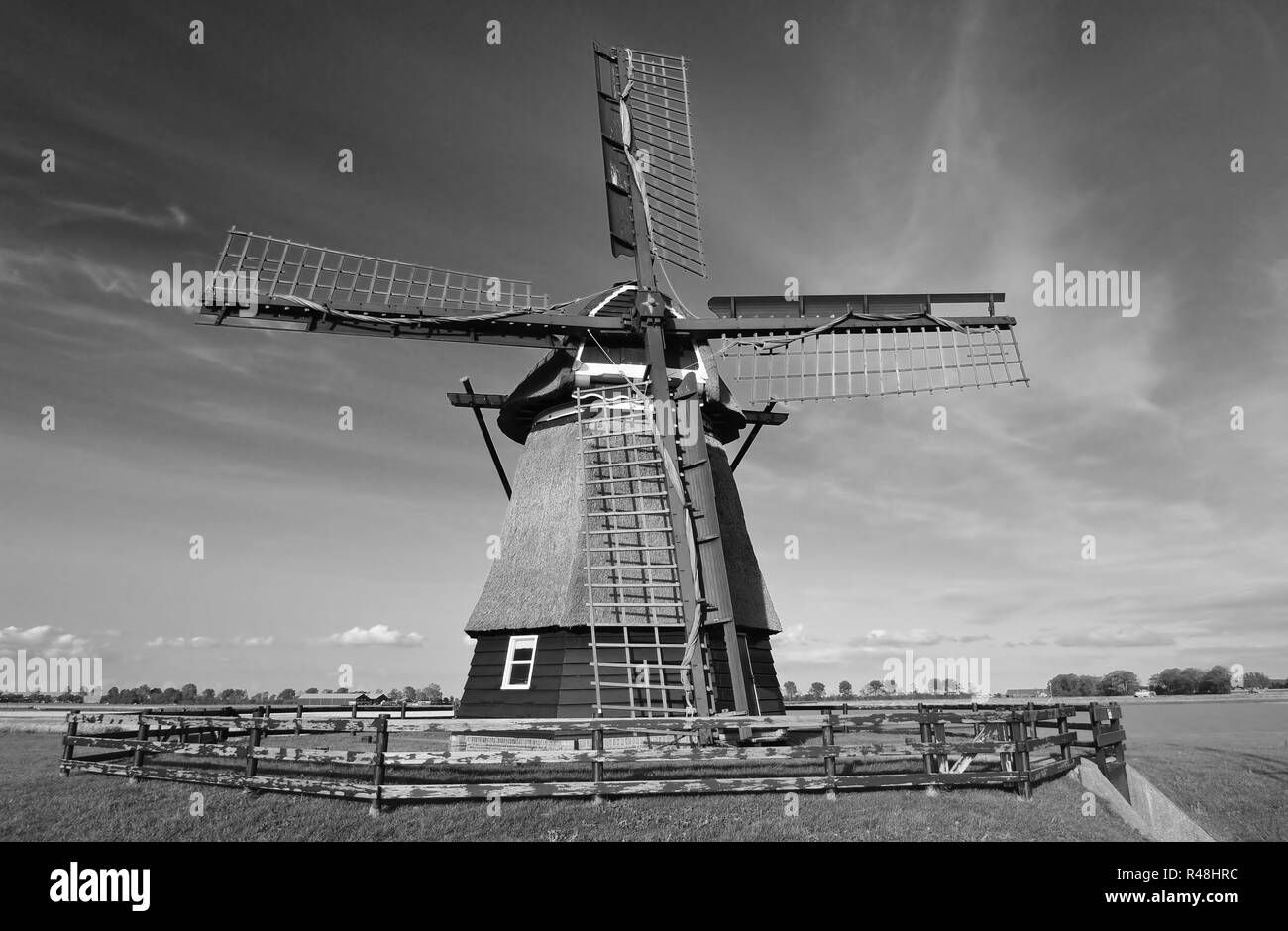 mill landscape near alkmaar,north holland Stock Photo