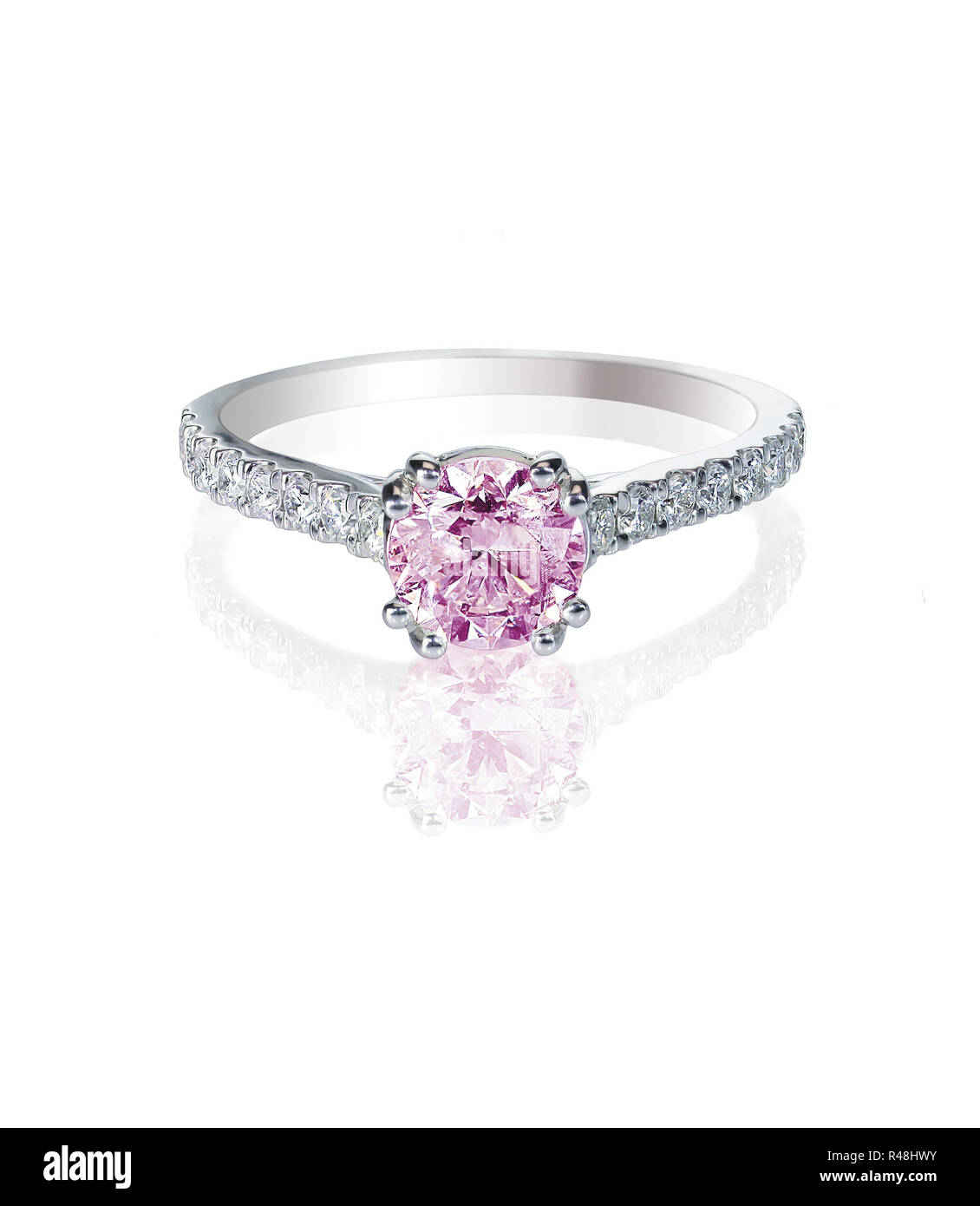 pink diamond engagement wedding ring Stock Photo