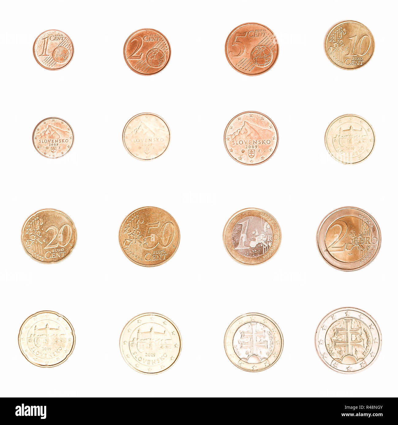 Euro Coin Slovakia Vintage Stock Photo Alamy