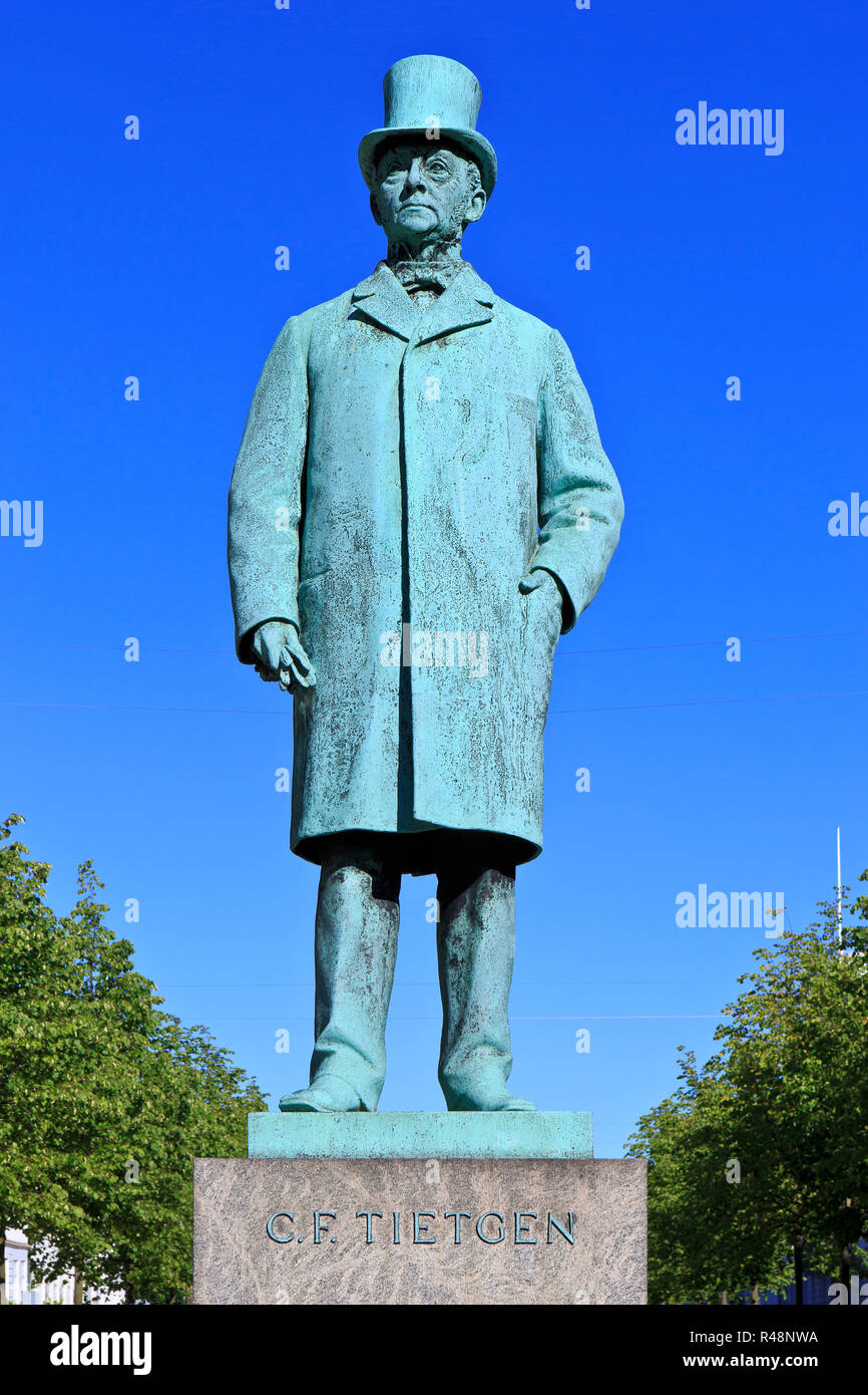 Statue of the Danish financier and industrialist Carl Frederik Tietgen (1829-1901) in Copenhagen, Denmark Stock Photo