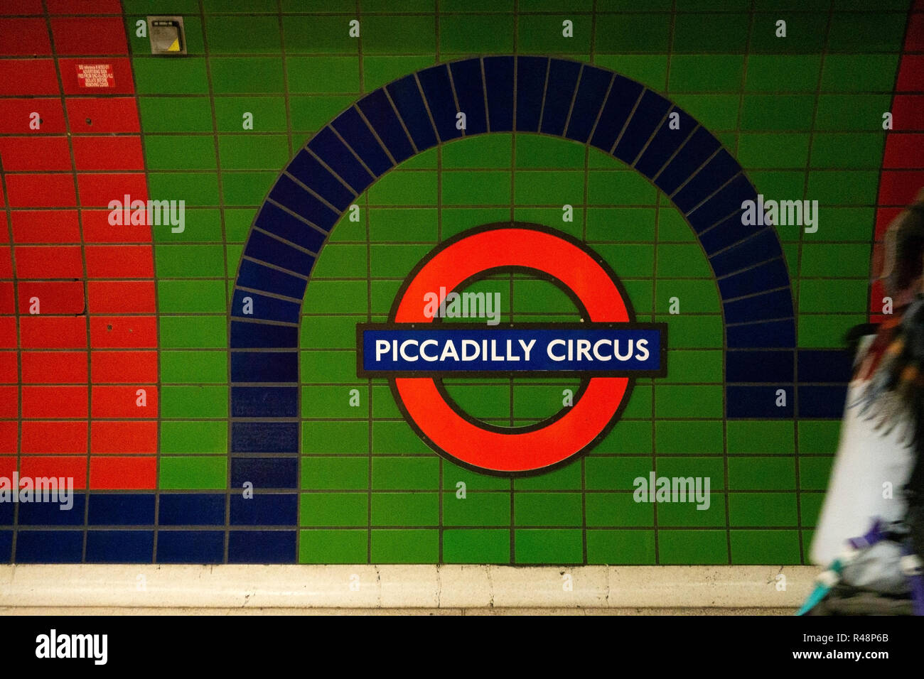Piccadilly Circus London Iconic Underground Tube sign Logo Stock Photo ...