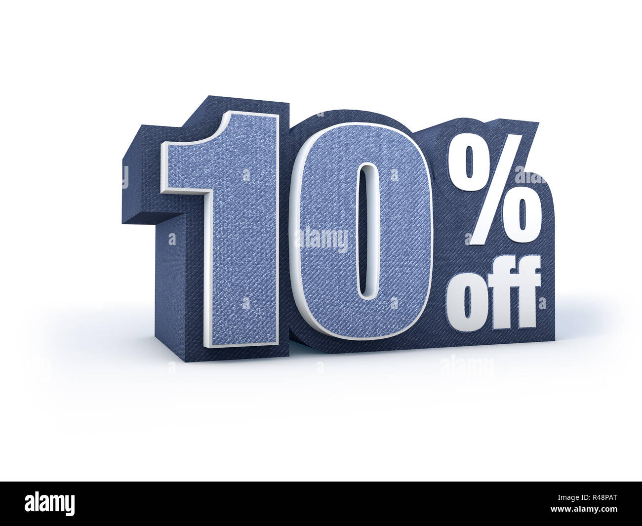 10 percent off denim styled discount price sign Stock Photo