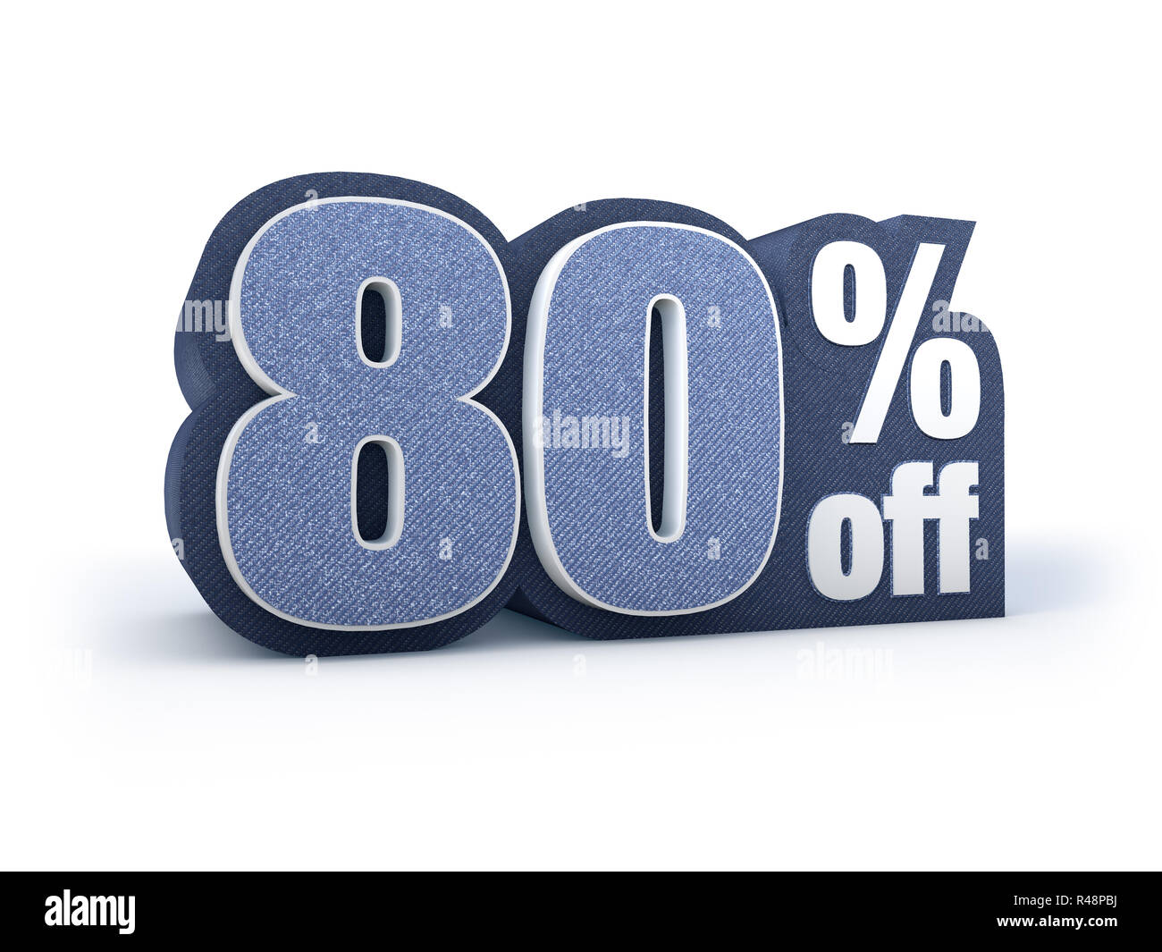 80 percent off denim styled discount price sign Stock Photo