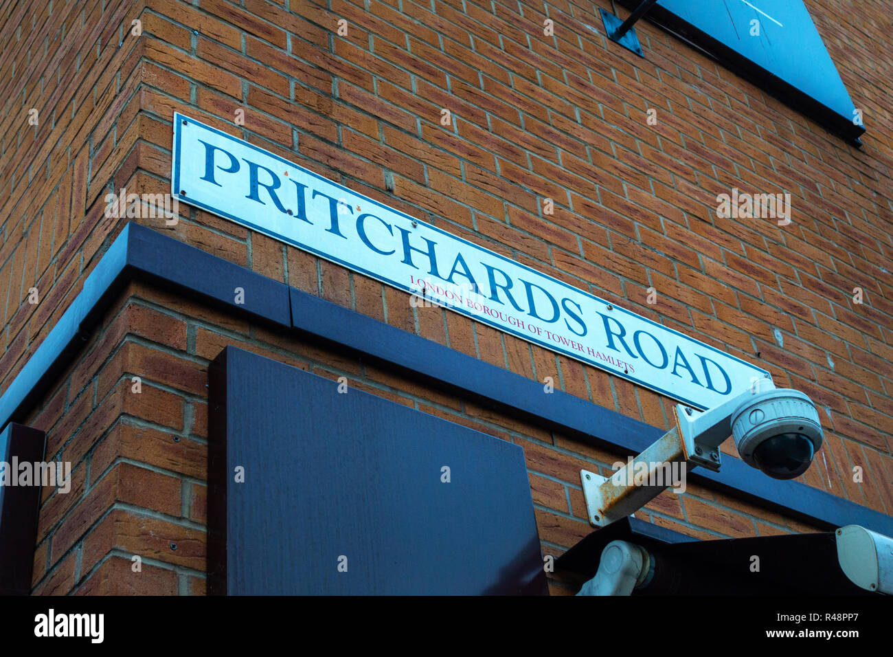 Pritchards Road street sign in in Shoreditch, East London, E2 Stock