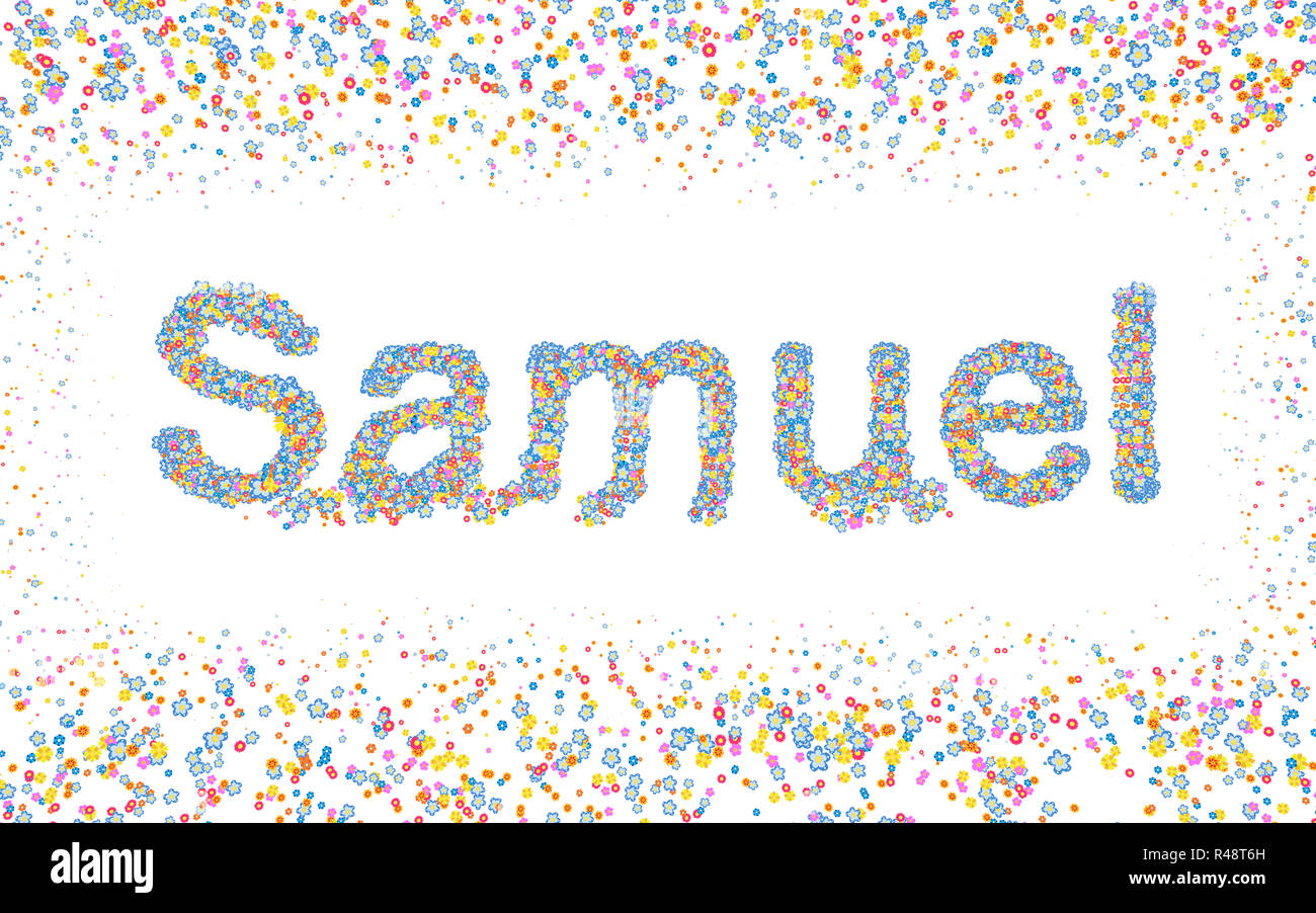 Samuel Male Name Coated With Various Colorful Flowers Stock Photo Alamy