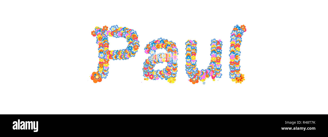 Male name Paul filled with flowers Stock Photo Alamy