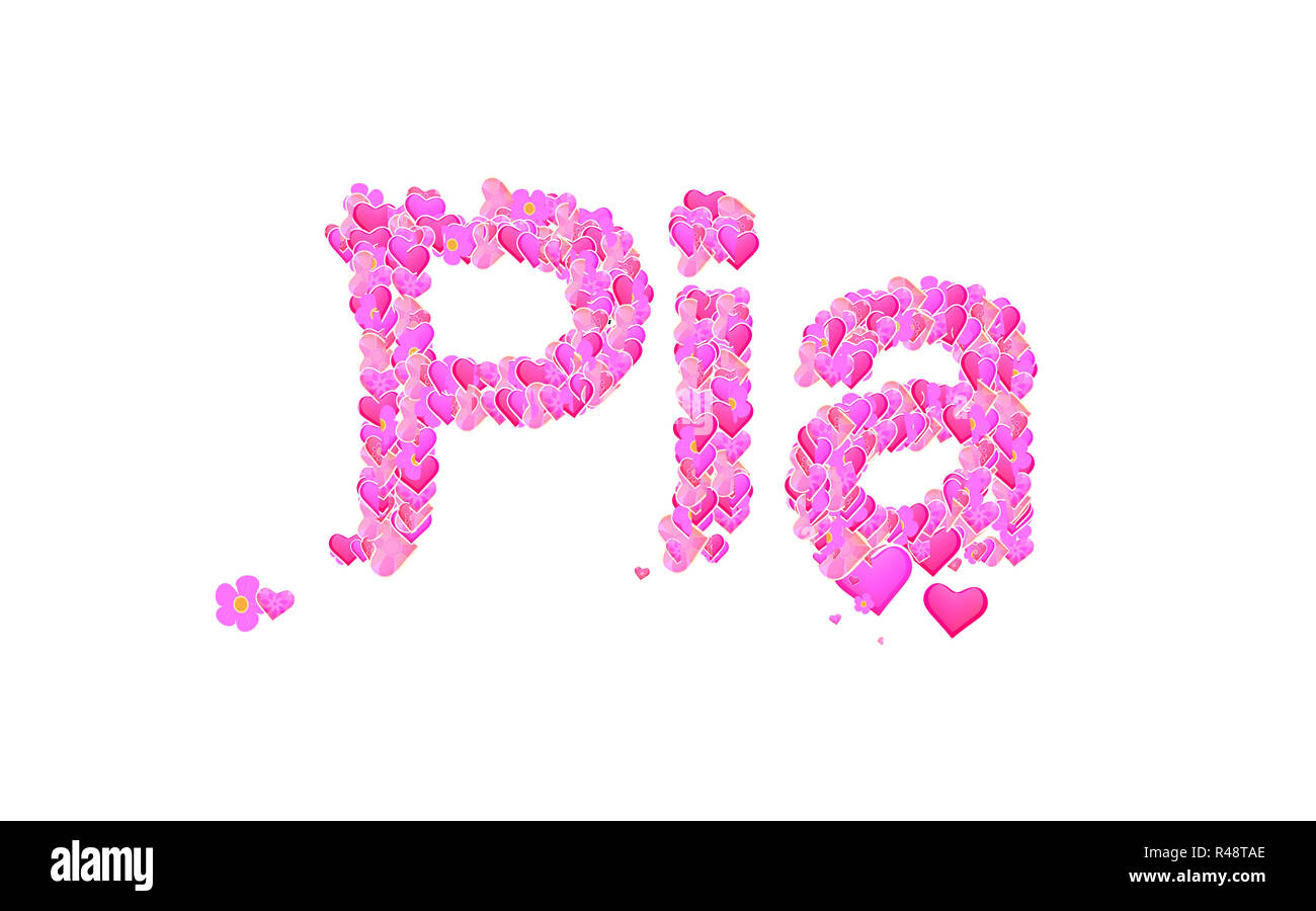 Pia female name set with hearts type design Stock Photo Alamy Pia female name set with hearts type design Stock Photo Alamy