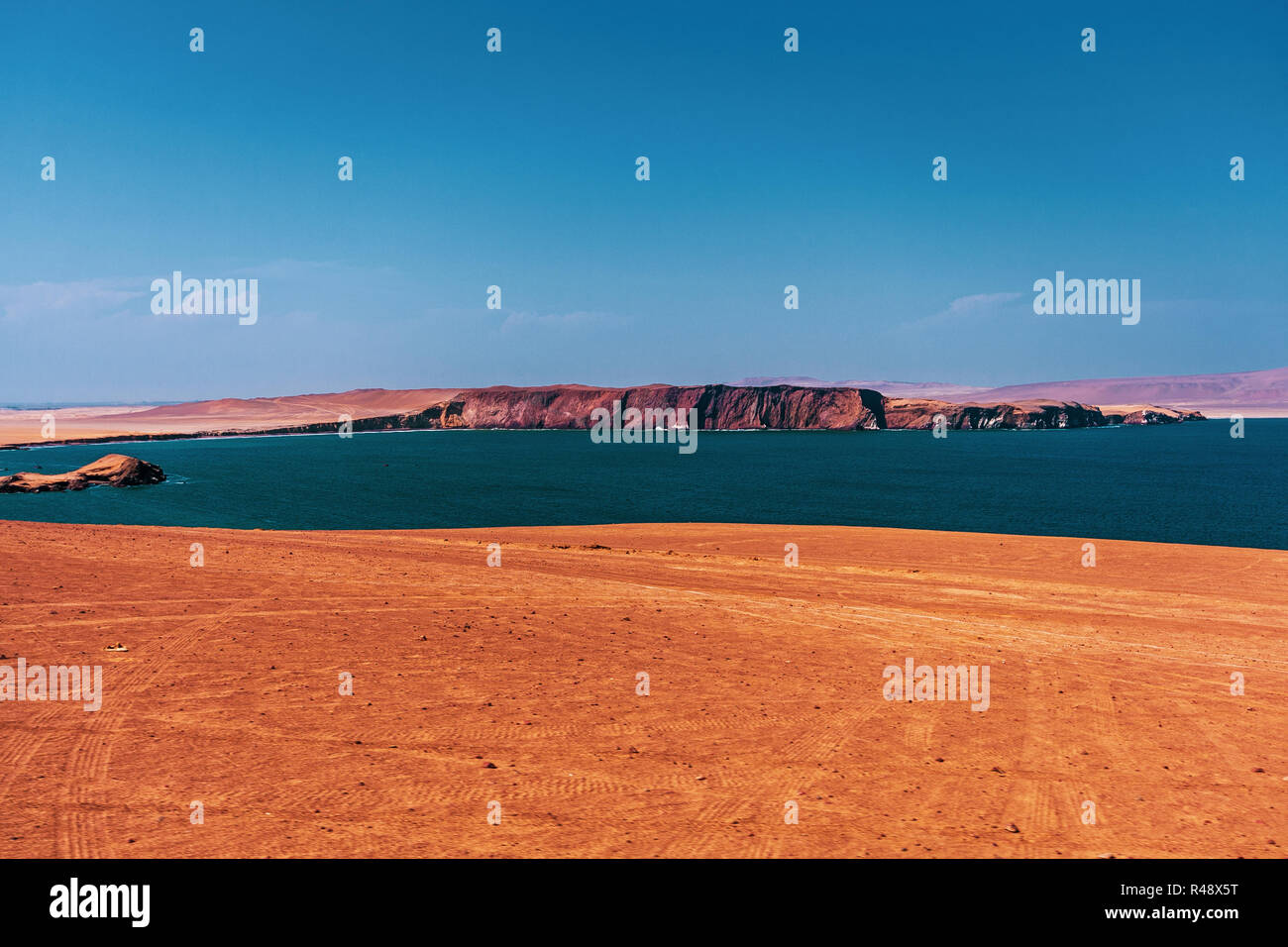 Panoramic view of Paracas National Reserve Stock Photo