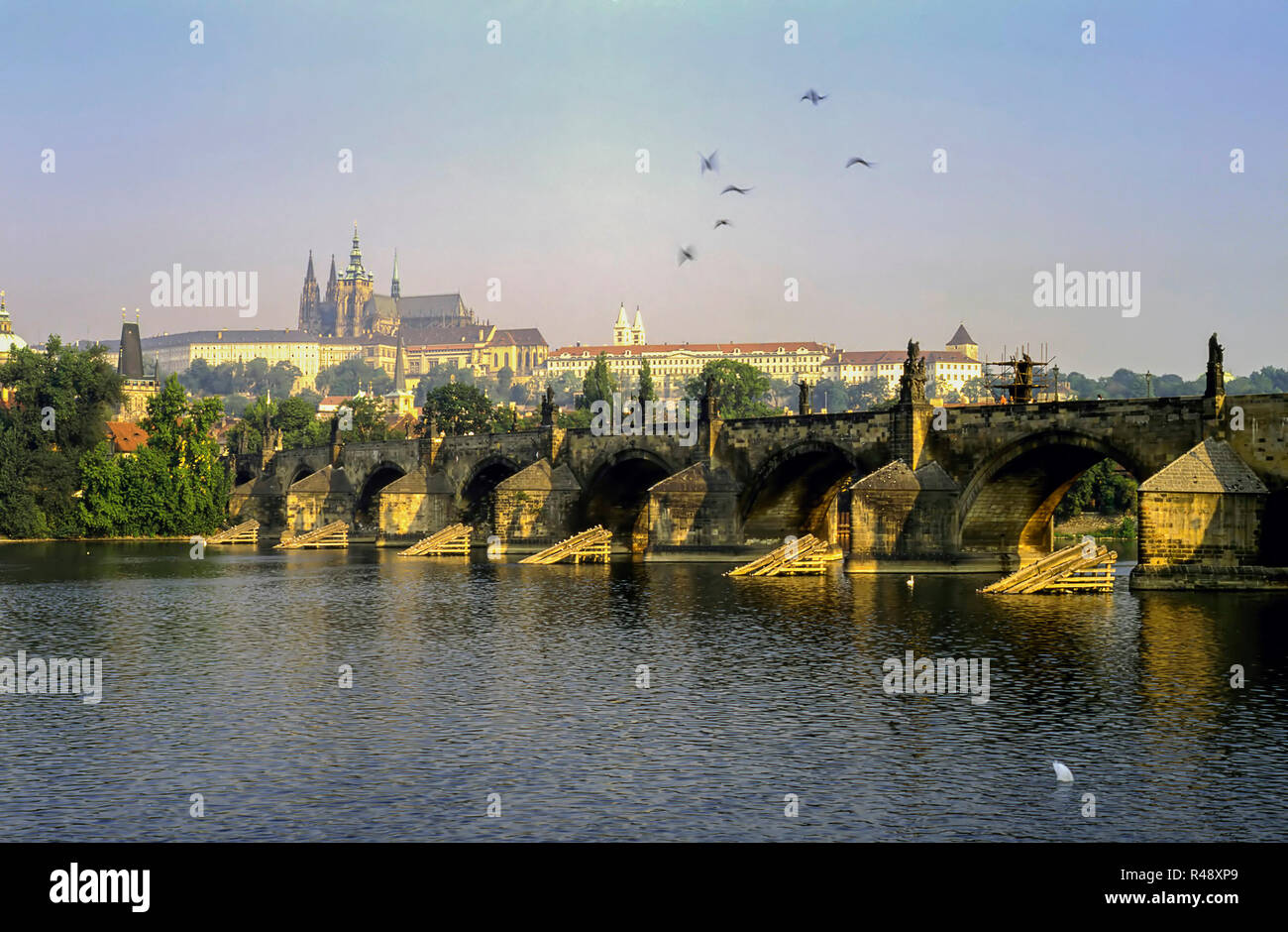 Charles Bridge and Prague Castle Stock Photo