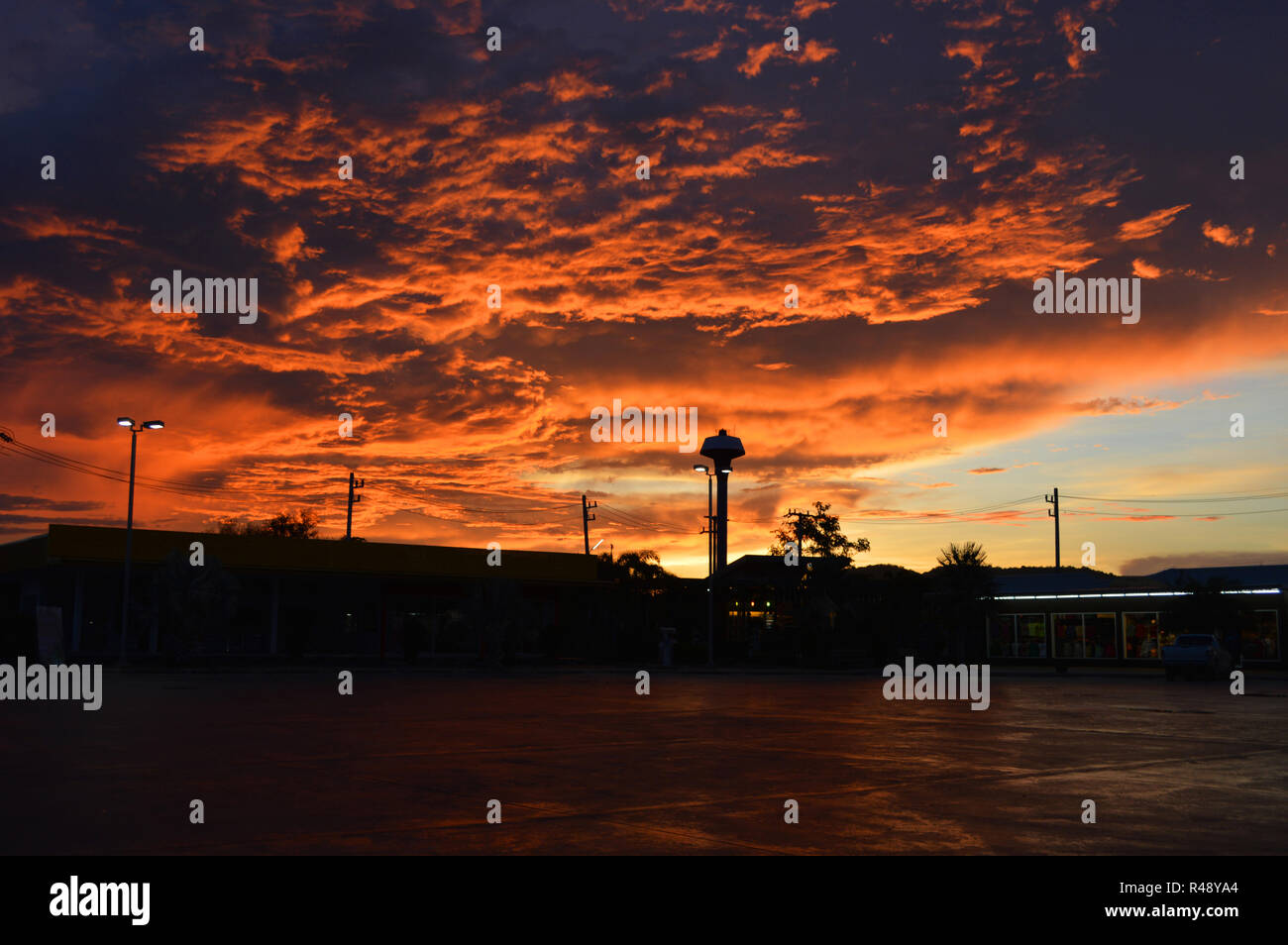 Amazing Cloud Sky Sunset Orange Dark Storm Scary Dramatic Clouds On Sunset Beautiful With Motion Clouds Over Storm In Summer Stock Photo Alamy