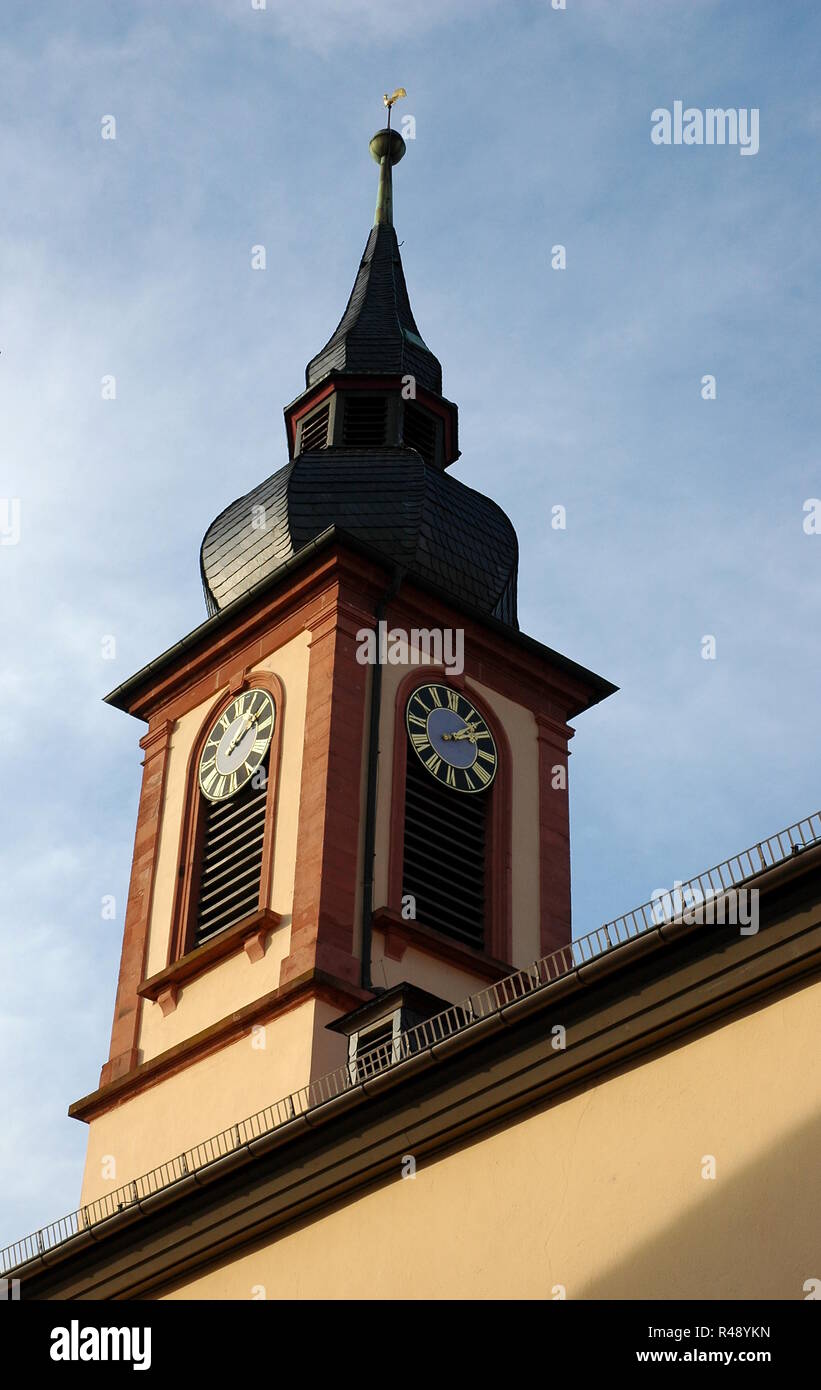 tower of christ church in wÃ¶rth am rhein Stock Photo