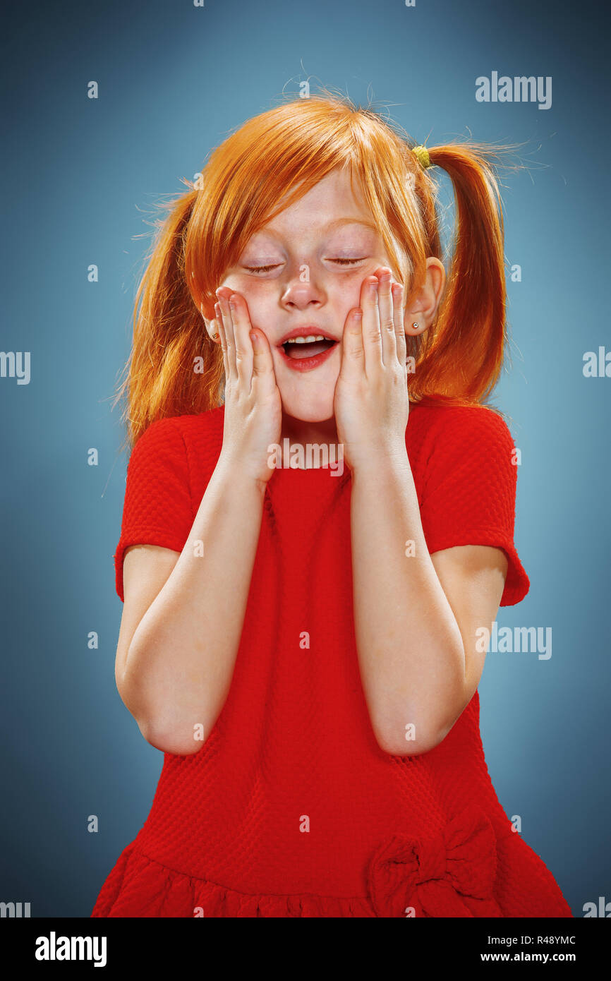 Beautiful portrait of a surprised little girl Stock Photo - Alamy
