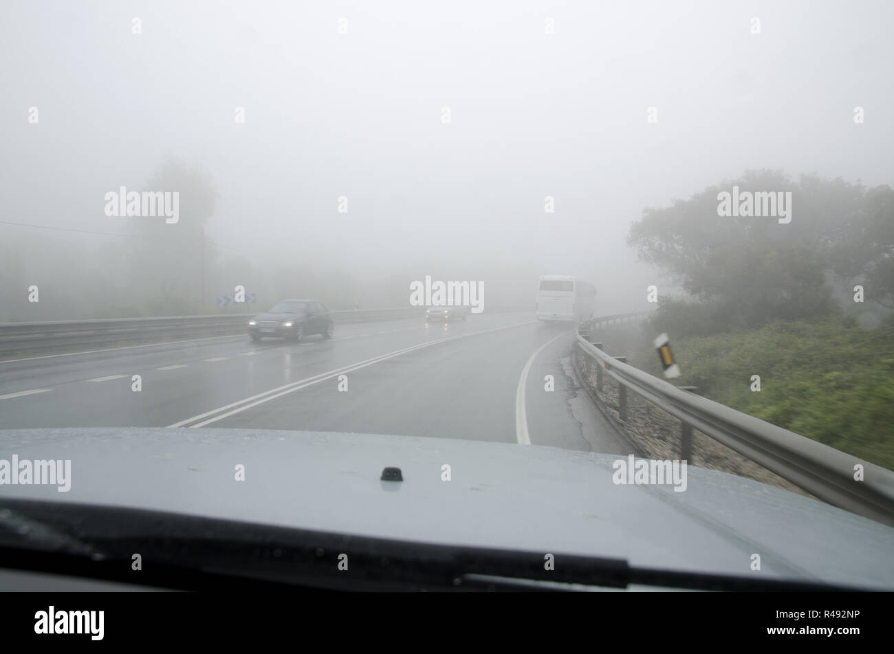 Driving in fog and bad weather Stock Photo Alamy